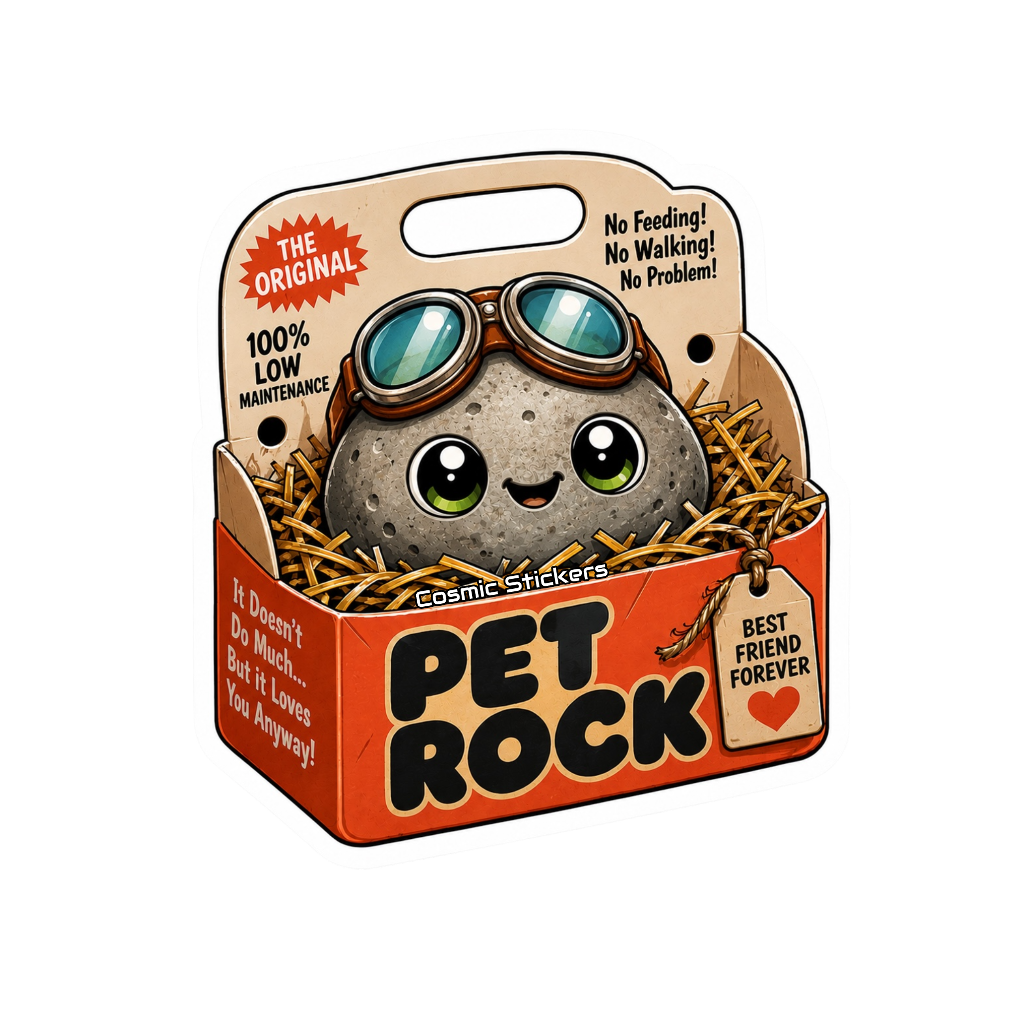 Pet Rock Sticker Collection •Ace• premium die-cut vinyl sticker by Cosmic Stickers