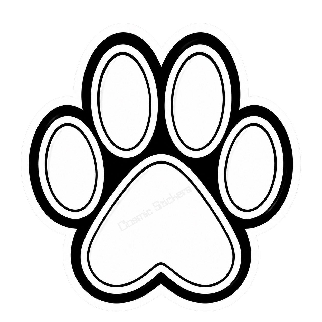 Dog Paw Print - White & Black