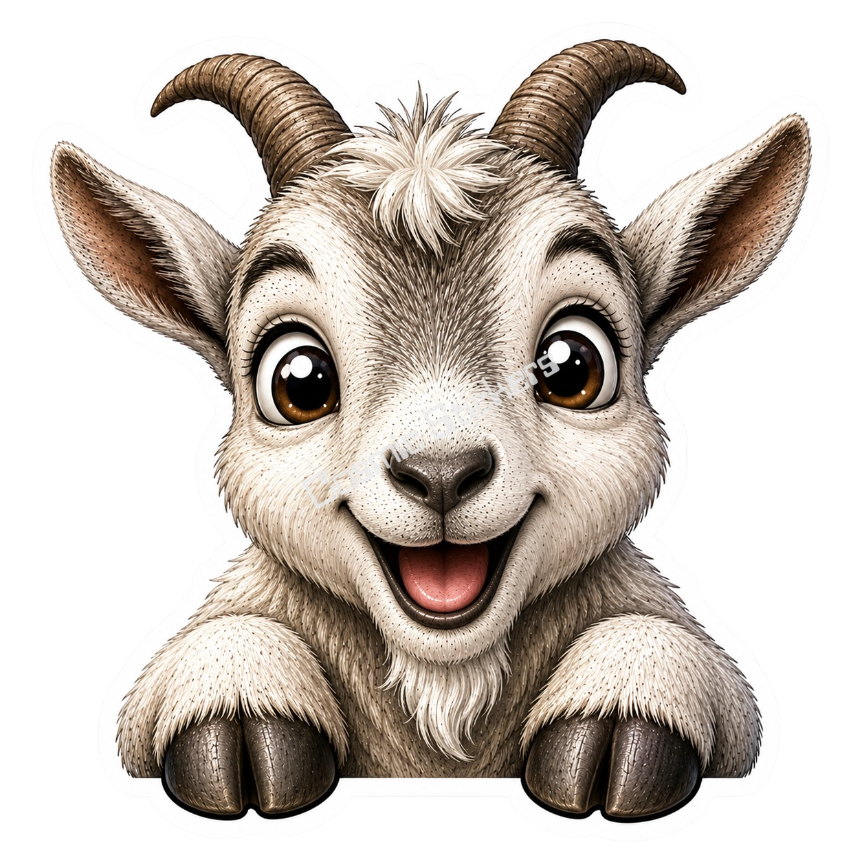 Peekaboo Pals - Goat premium die-cut vinyl sticker by Cosmic Stickers