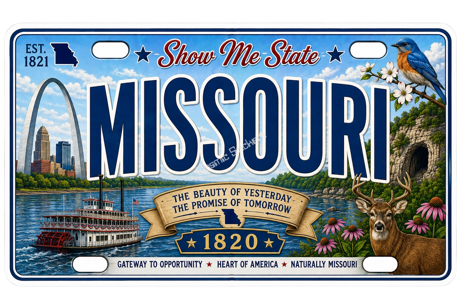 50 State License Plate Sticker Collection •MO• premium die-cut vinyl sticker by Cosmic Stickers