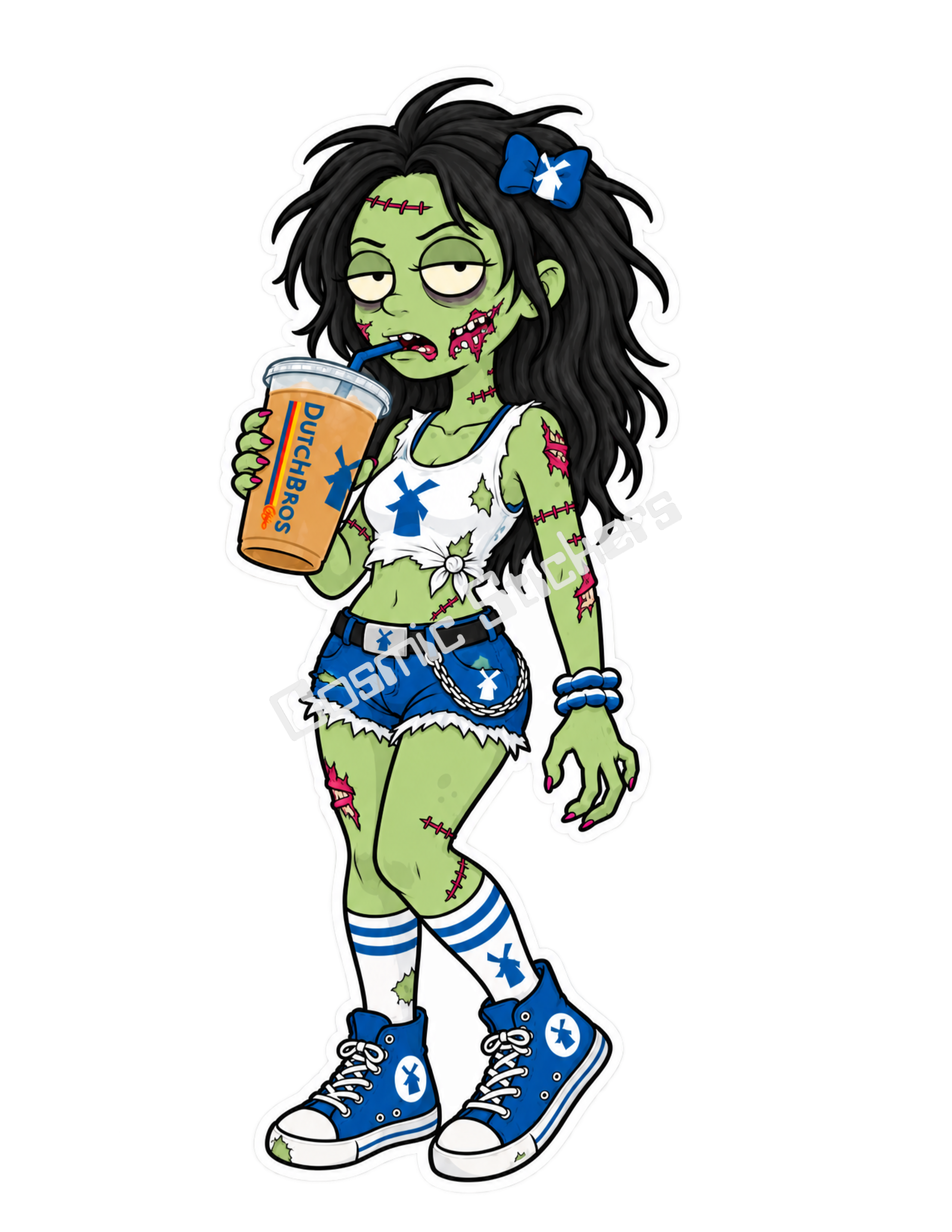 Fan-Made Caffeinated Zombies – Coffee Never Dies | Dutch Bros Inspired Vinyl Sticker