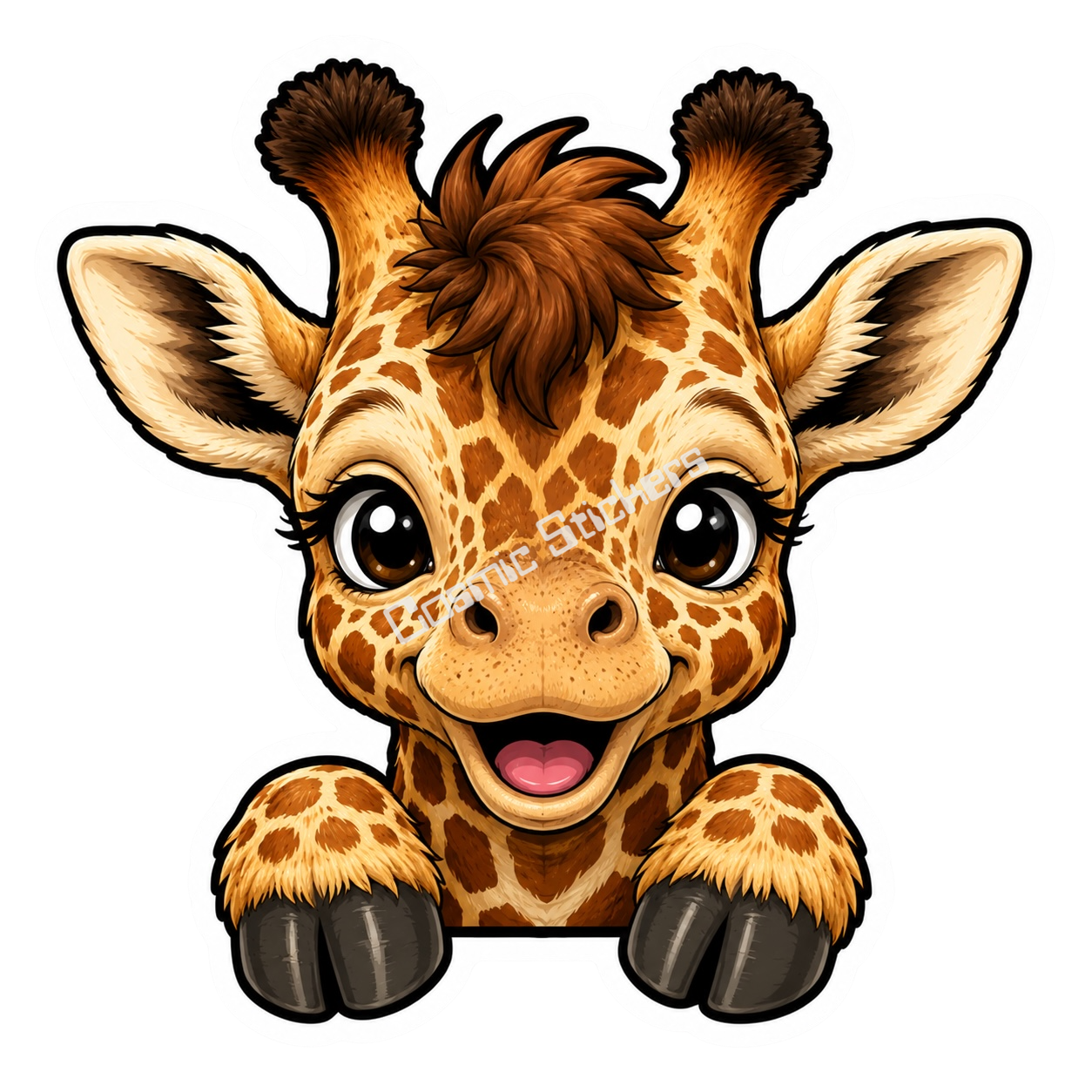 Peekaboo Pals - Highland Giraffe premium die-cut vinyl sticker by Cosmic Stickers