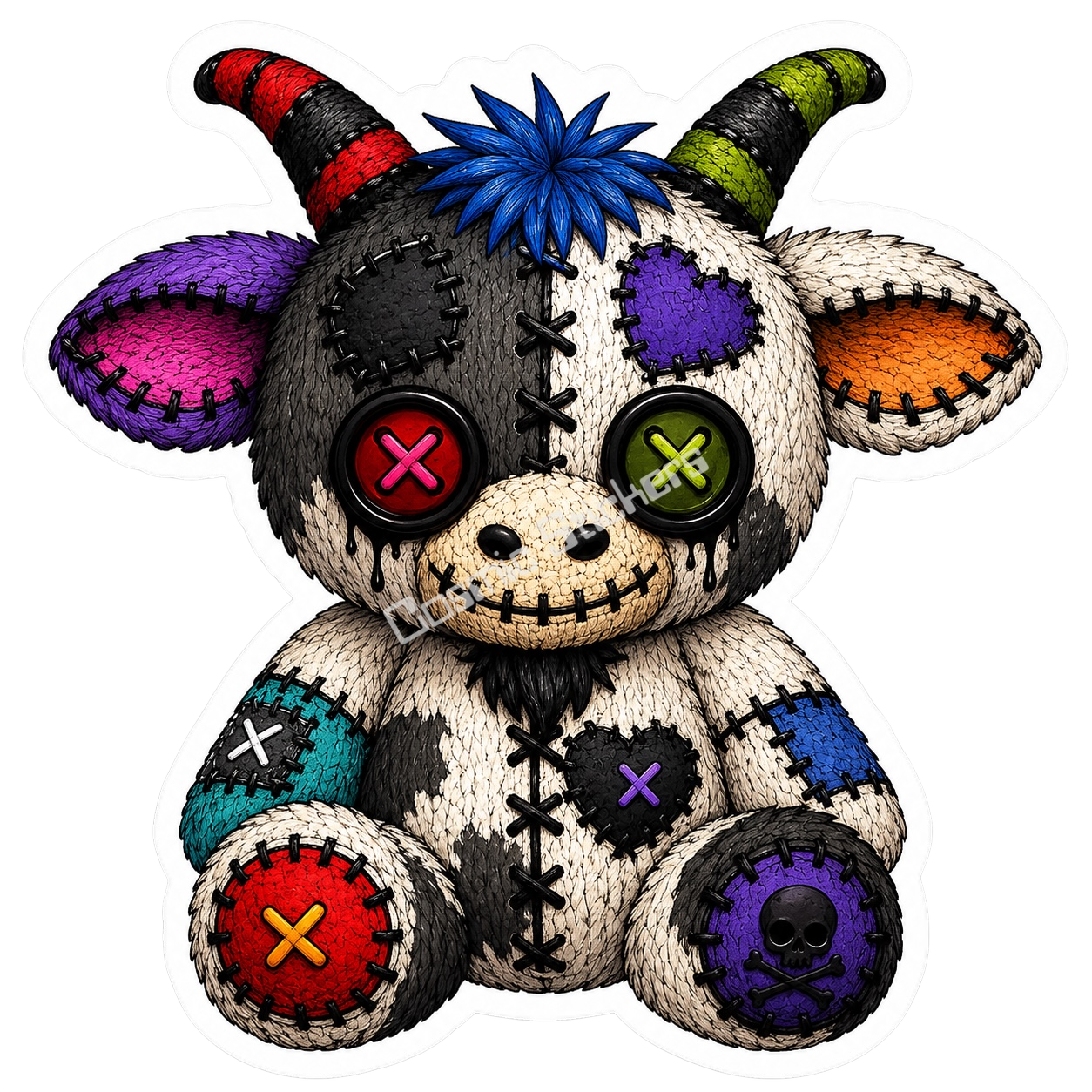 Adorable & Disturbed - Animal Collection - Cow premium die-cut vinyl sticker by Cosmic Stickers