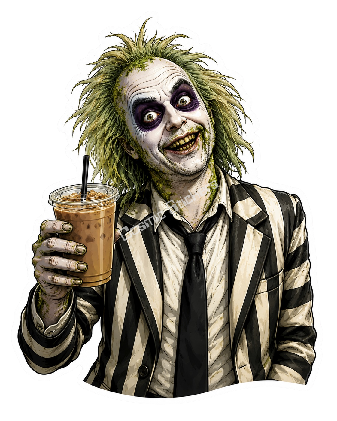 Caffeinated Nightmares - Beetlejuice  premium die-cut vinyl sticker by Cosmic Stickers