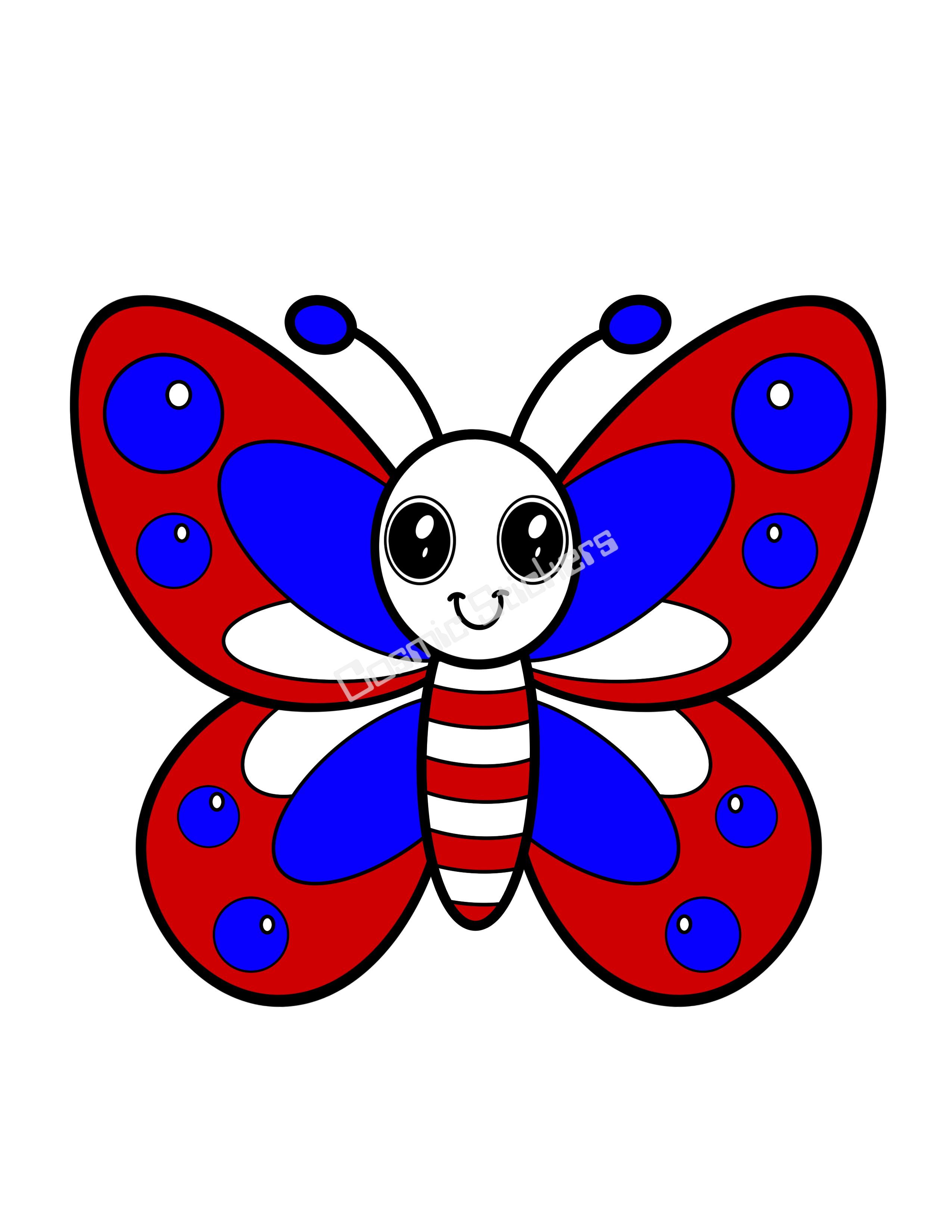 Cosmic Stickers- Butterfly- Red/Blue