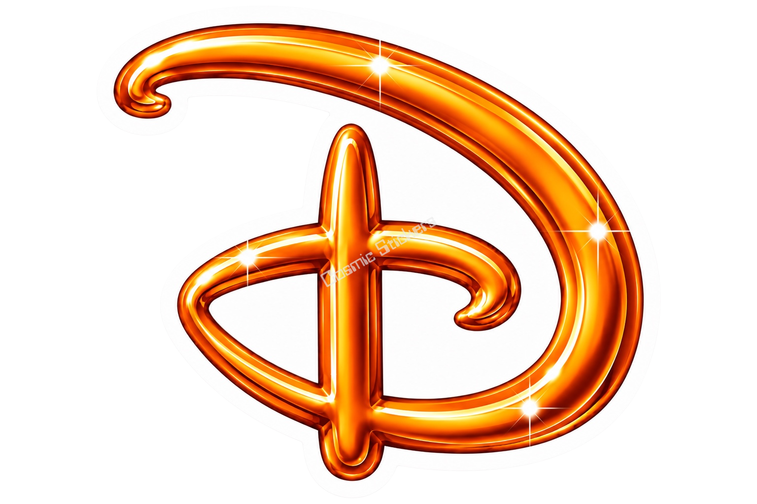 “D” Land Theme Park - Orange Glossy premium die-cut vinyl sticker by Cosmic Stickers