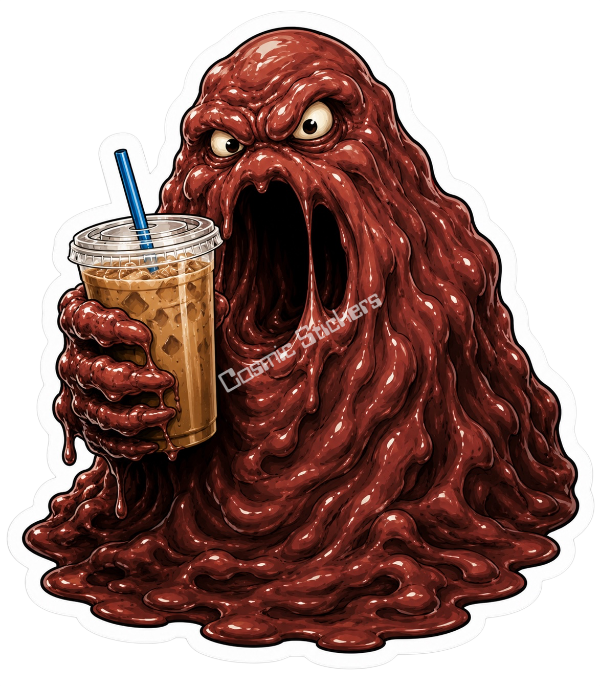 Caffeinated Nightmares - Blob premium die-cut vinyl sticker by Cosmic Stickers