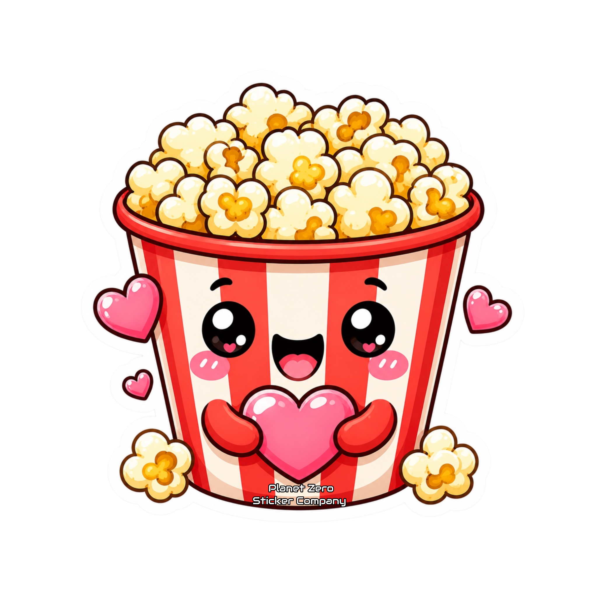 Kawaii Critters •Popcorn Love• premium die-cut vinyl sticker by Cosmic Stickers