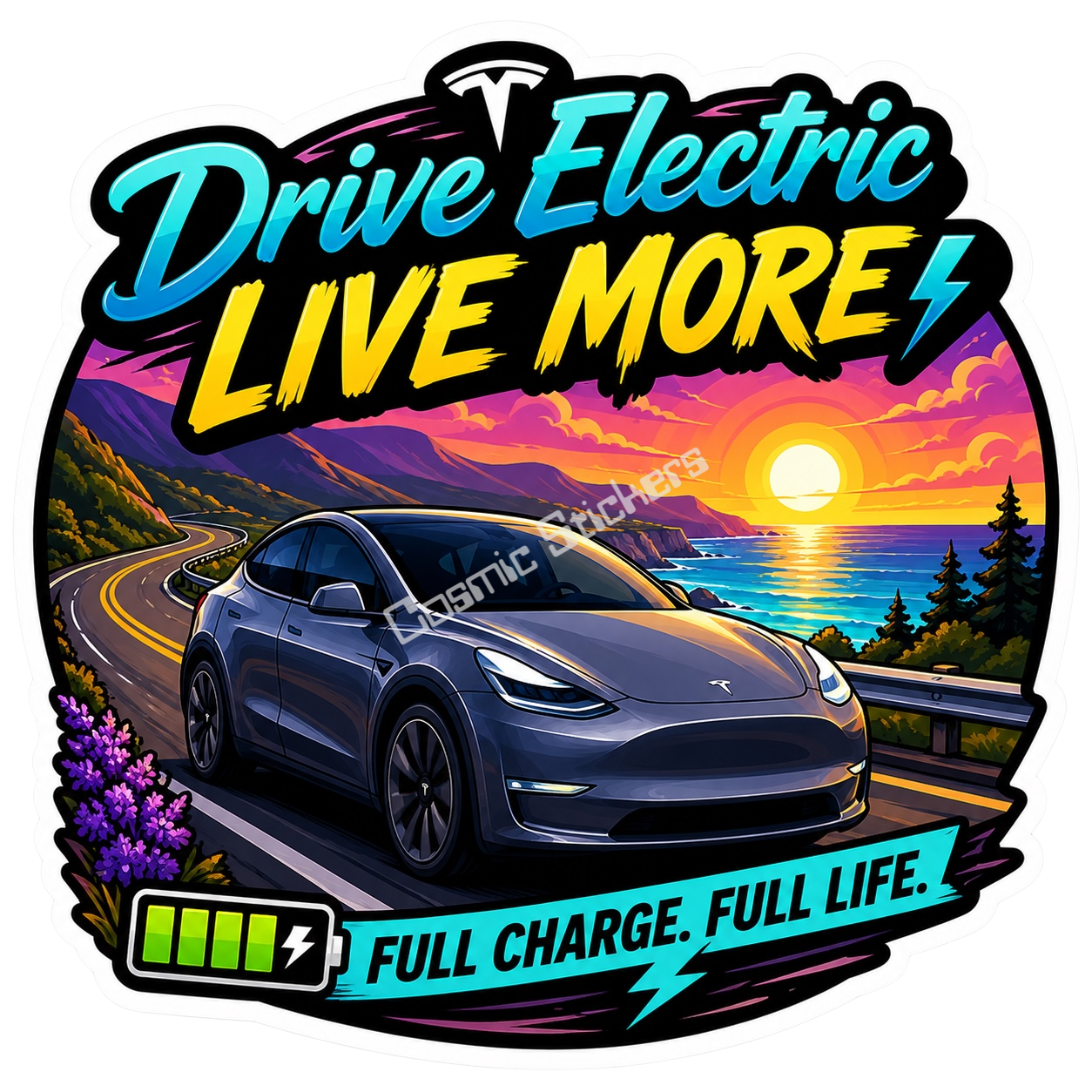 Tesla Sticker - Drive Electric, Live More