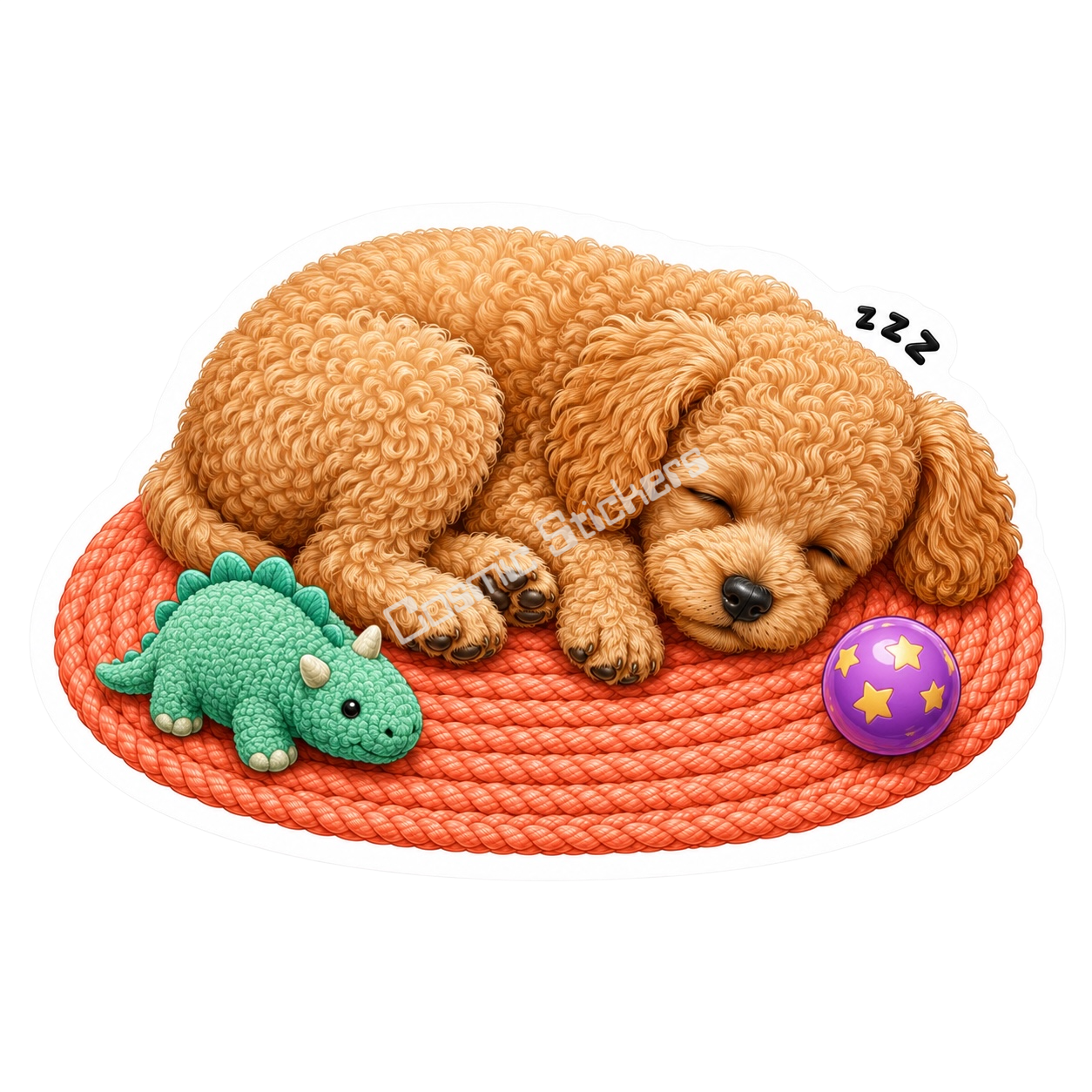 Paws & Dreams - Apricot Poodle premium die-cut vinyl sticker by Cosmic Stickers