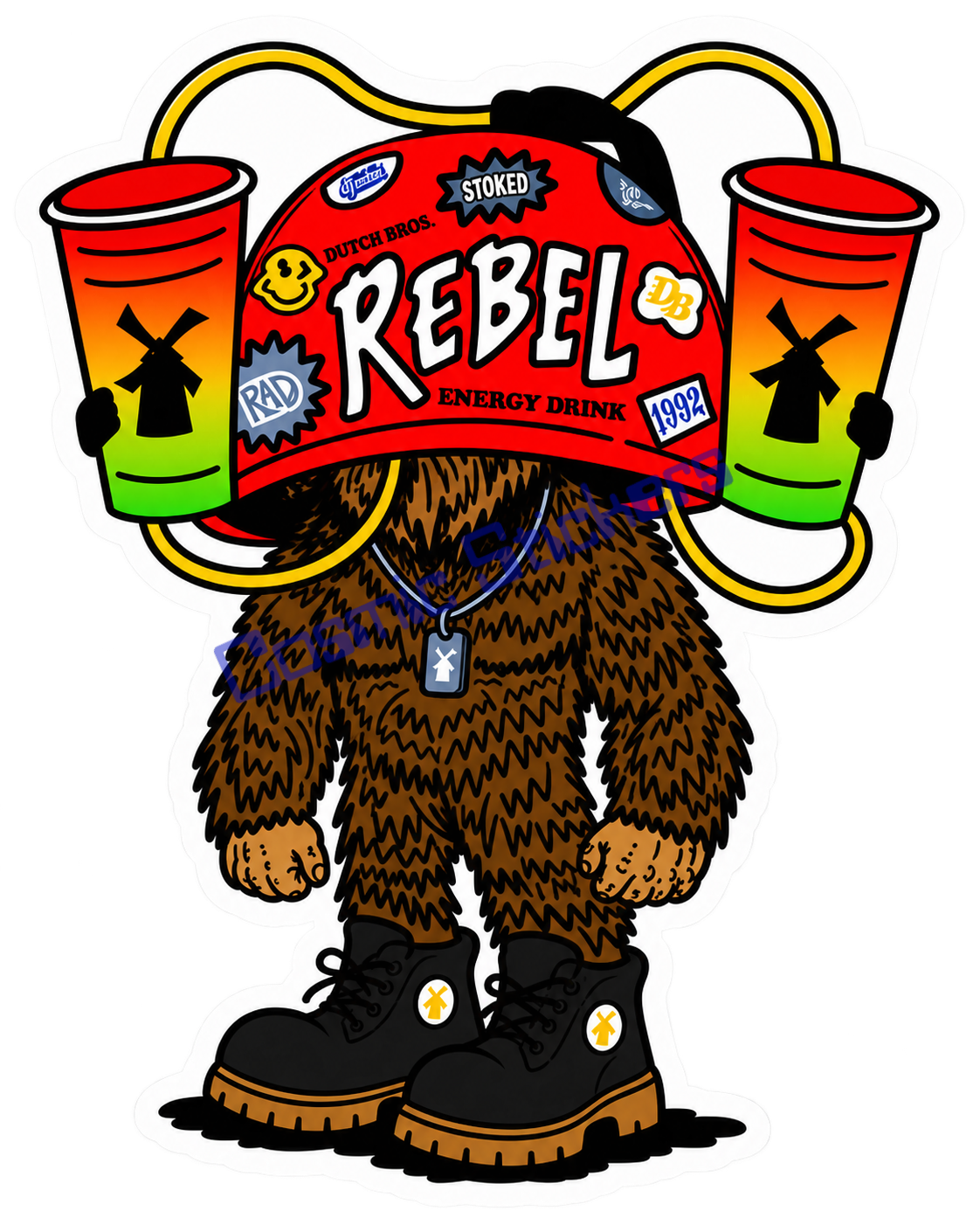 Fan-Made Dutch Bros Rebel Bigfoot Energy Sticker