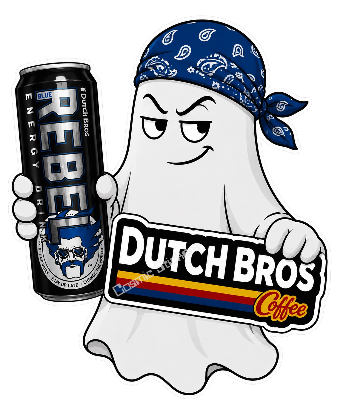 Fan-Made Boo Crew – Phantom Coffee Run | Dutch Bros Inspired Vinyl Sticker