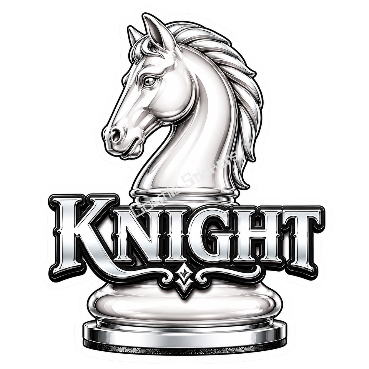 Classic Chess - White Knight premium die-cut vinyl sticker by Cosmic Stickers