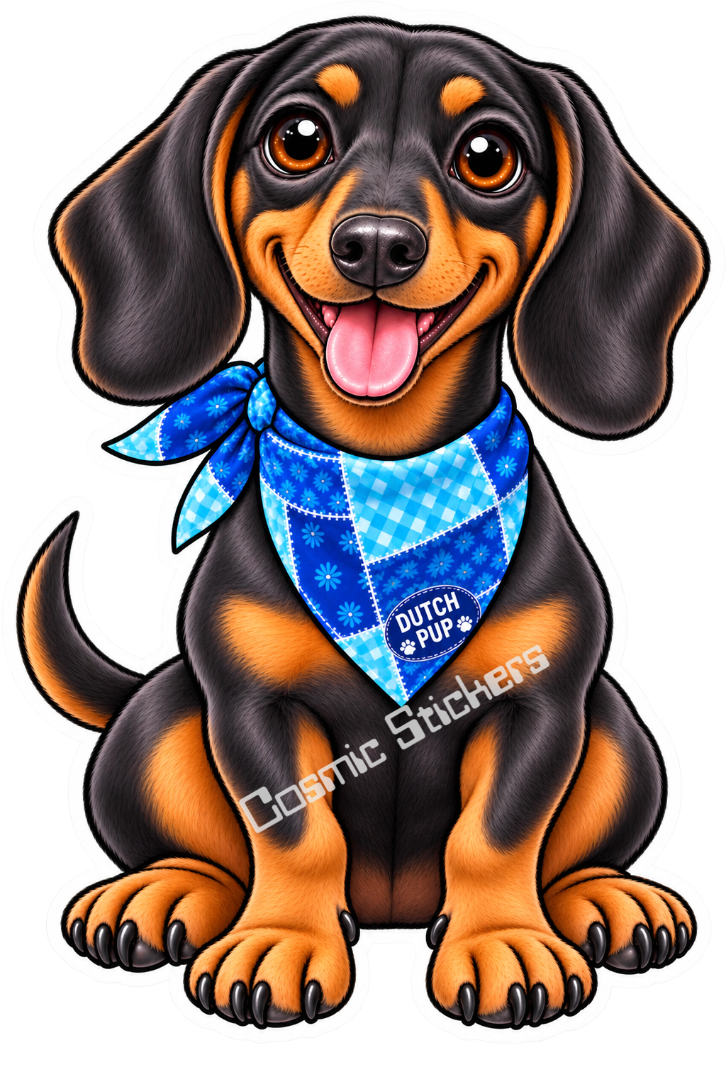 Fan-Made Dutch Pups! - Dachshund Blue Bandana Vinyl Sticker