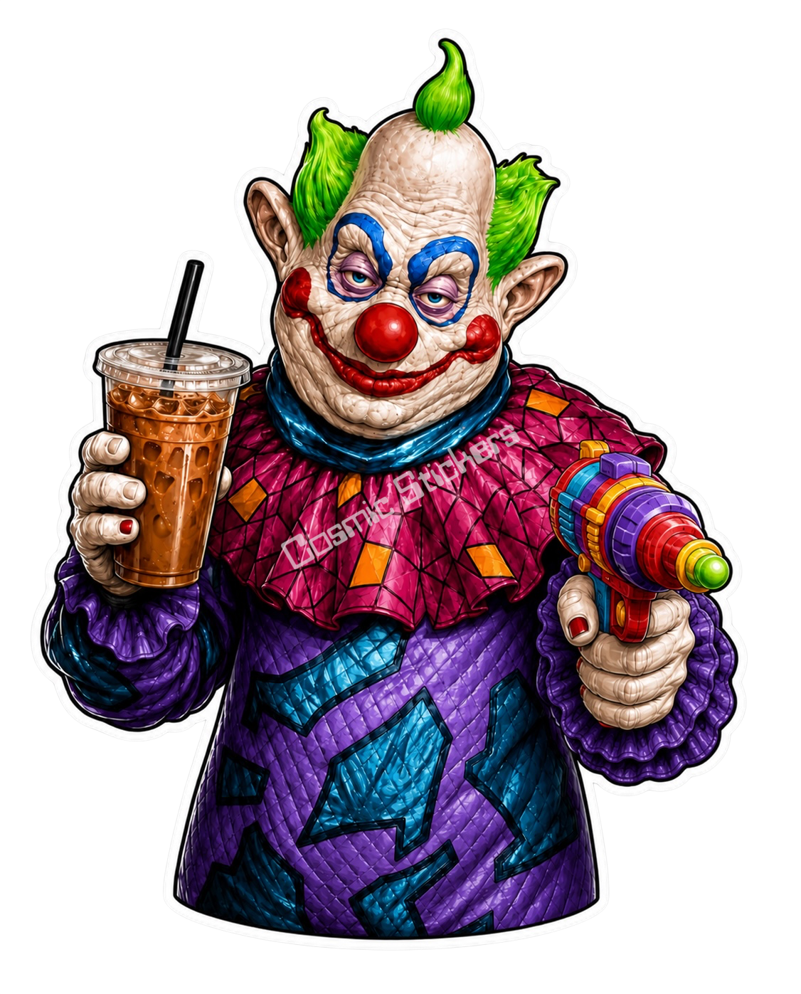 Caffeinated Nightmares - Killer Clown #3 premium die-cut vinyl sticker by Cosmic Stickers