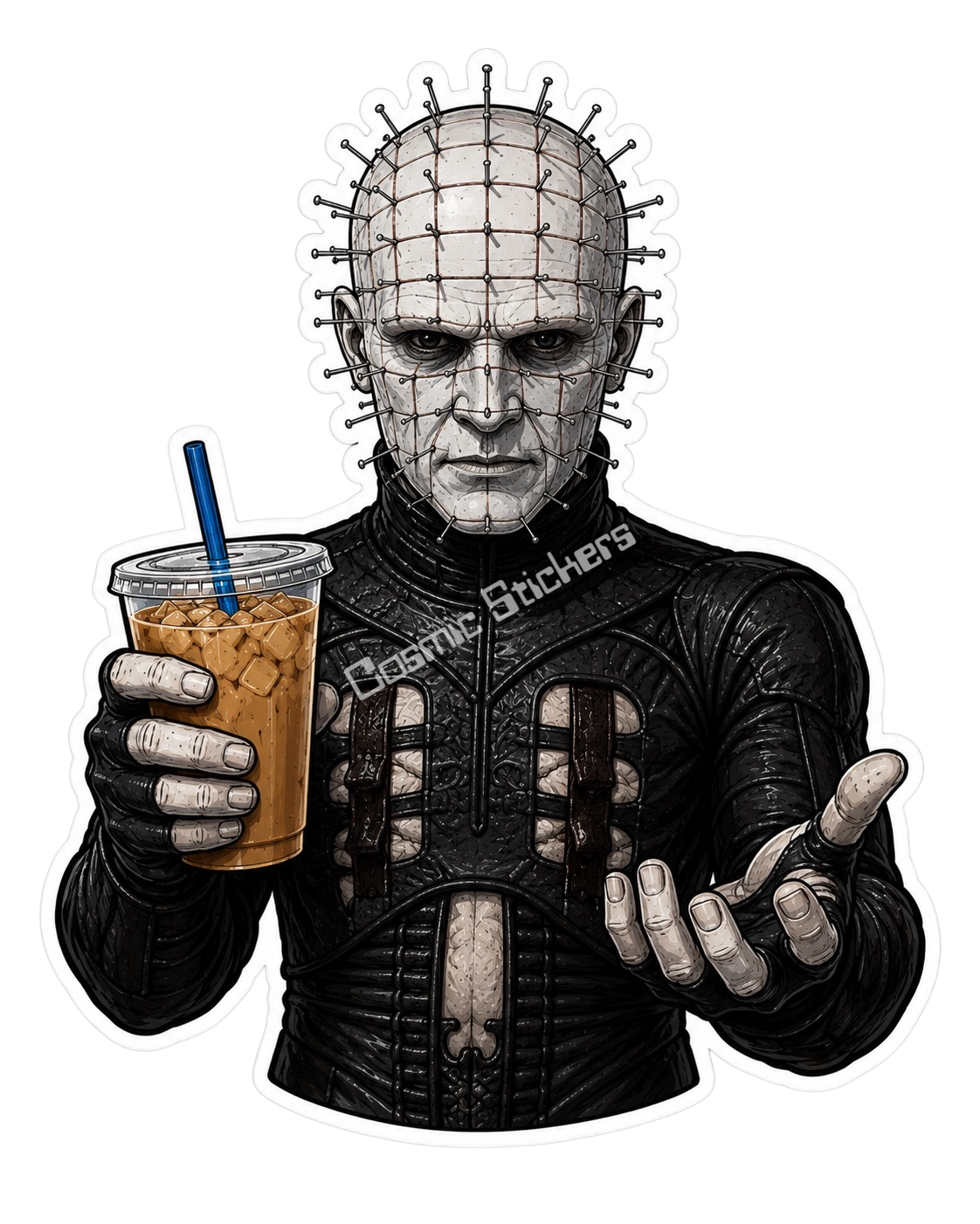 Caffeinated Nightmares - Pinhead premium die-cut vinyl sticker by Cosmic Stickers