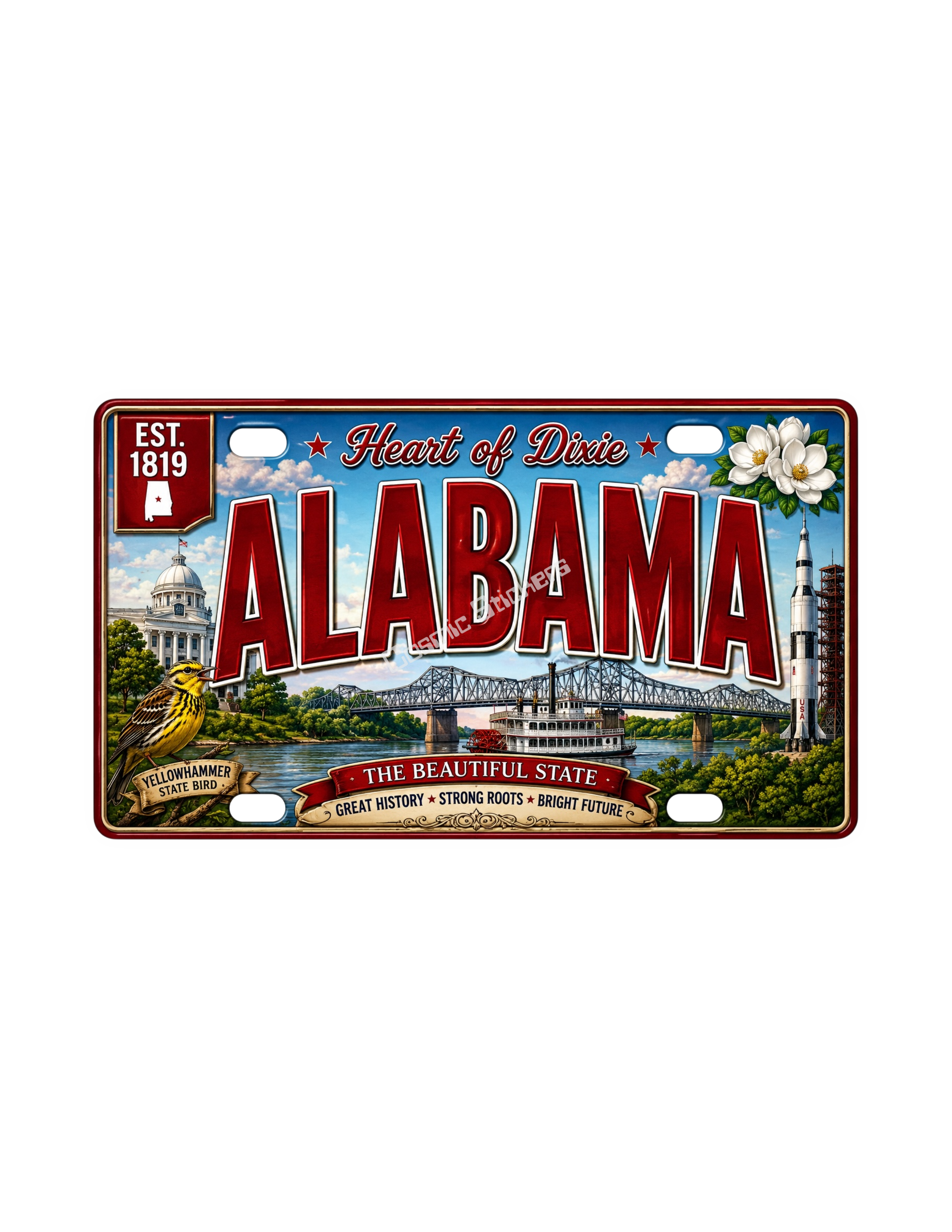 50 State License Plate Sticker Collection •AL• premium die-cut vinyl sticker by Cosmic Stickers