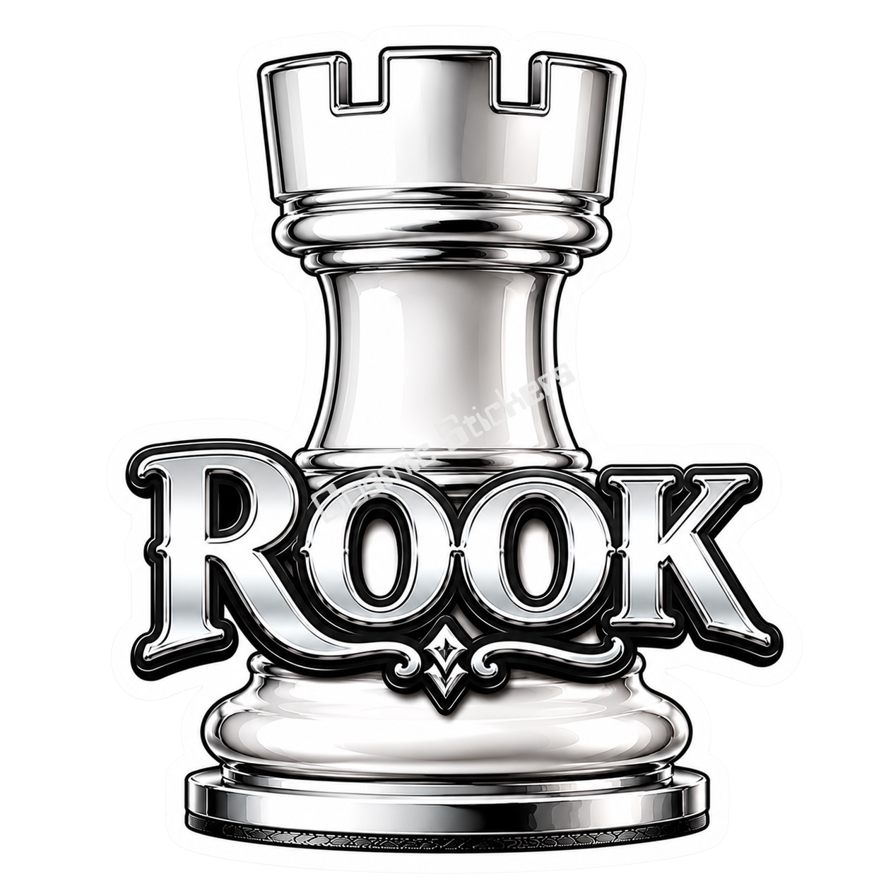 Classic Chess - White Rook premium die-cut vinyl sticker by Cosmic Stickers