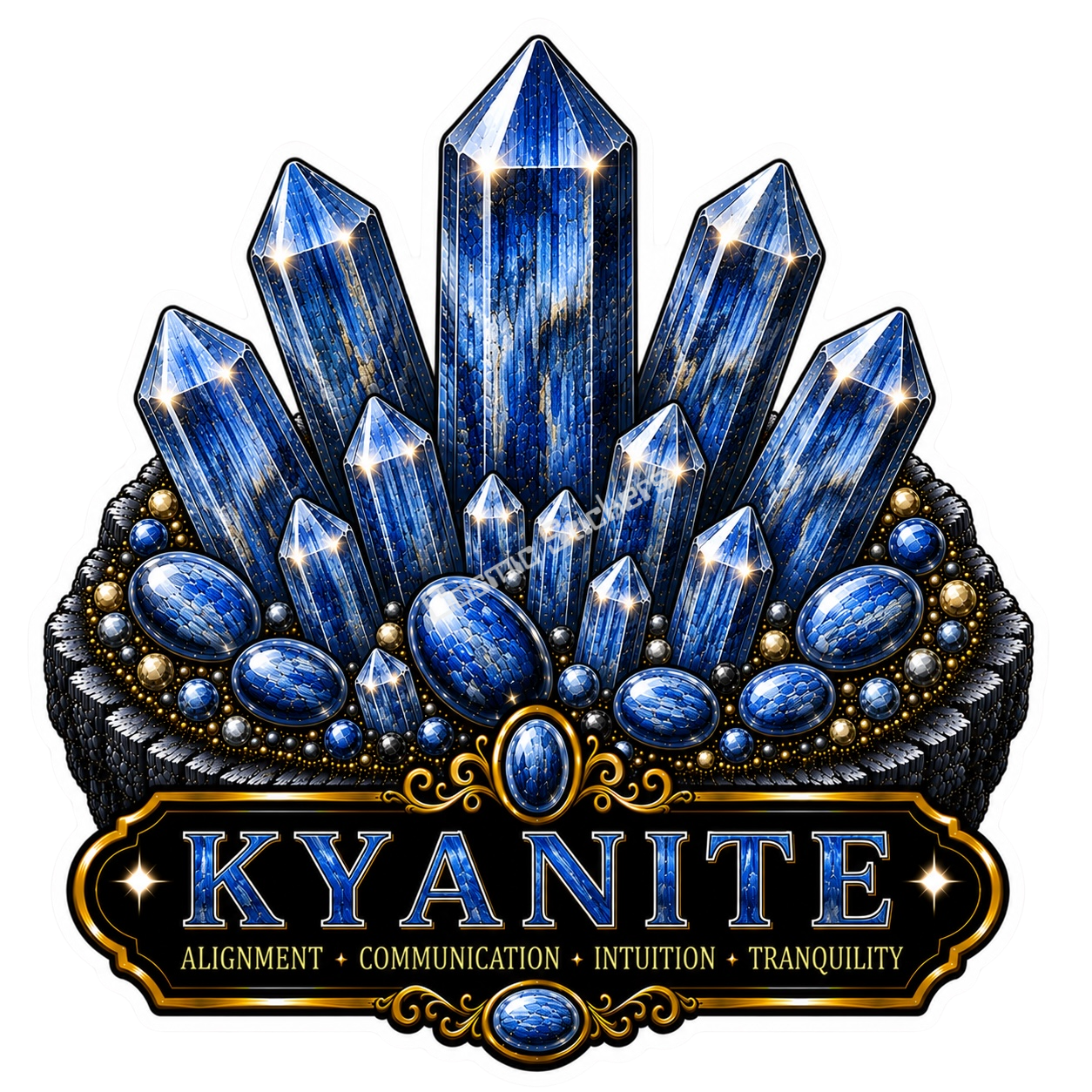 Crystal Meanings Collection - Kyanite premium die-cut vinyl sticker by Cosmic Stickers