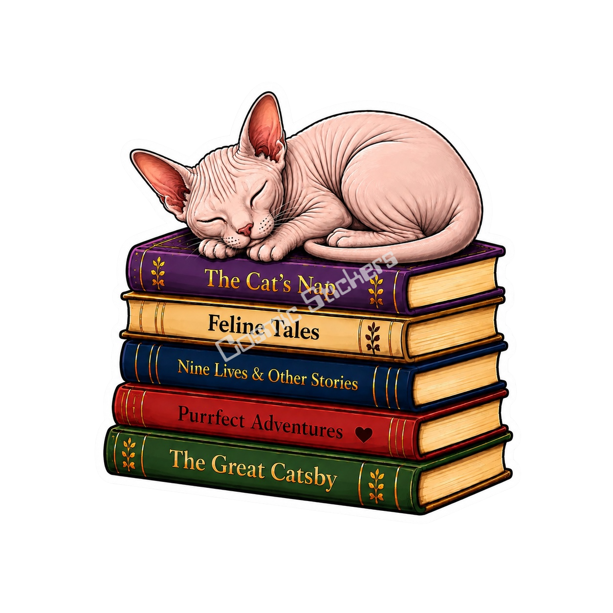 The Cat Nap Collection - Sphynx Cat premium die-cut vinyl sticker by Cosmic Stickers