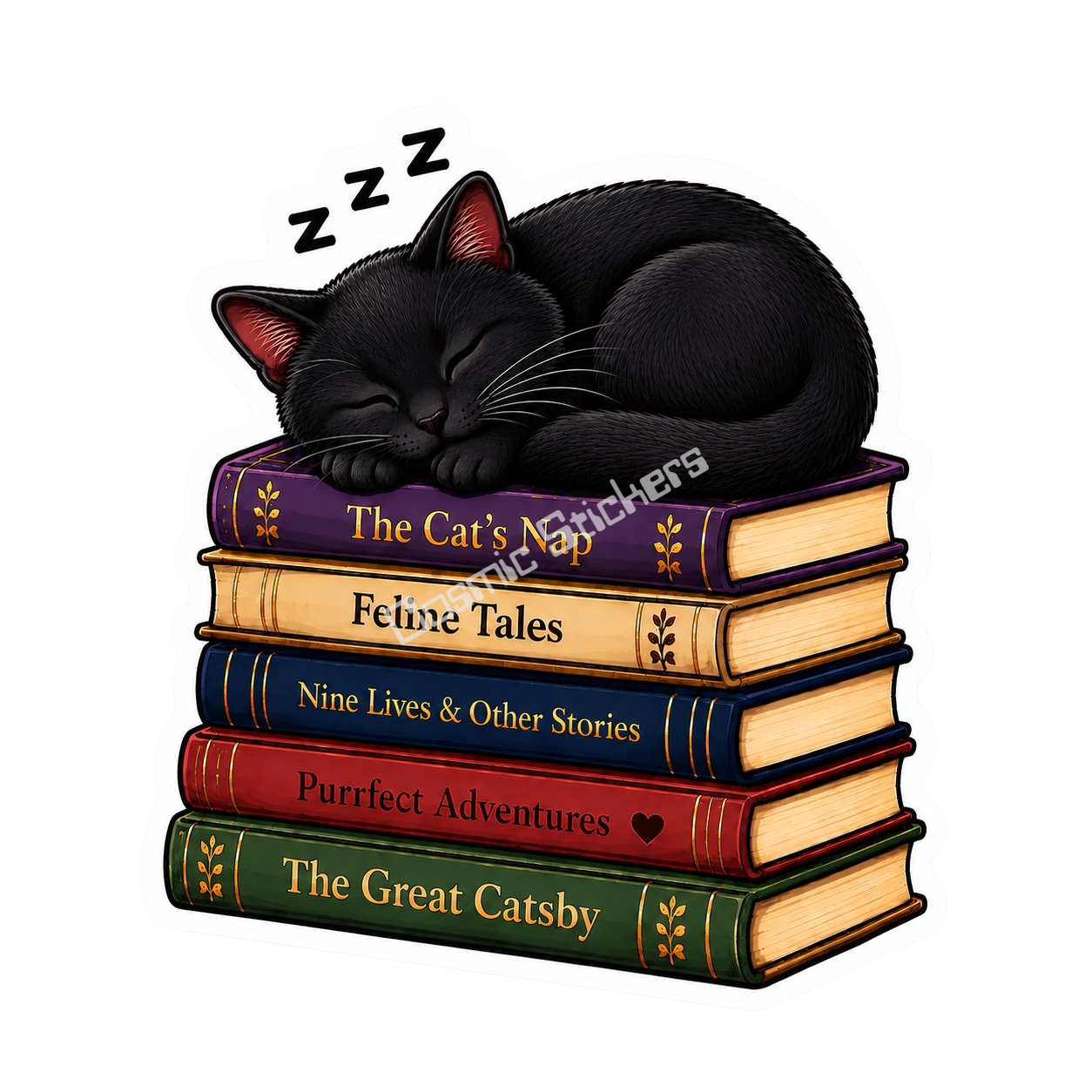 The Cat Nap Collection - Black Cat premium die-cut vinyl sticker by Cosmic Stickers