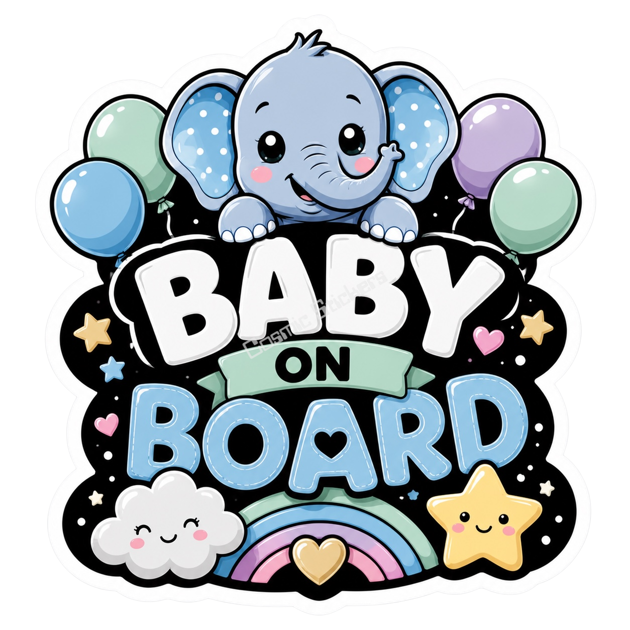 Baby On Board - Blue Elephant Theme