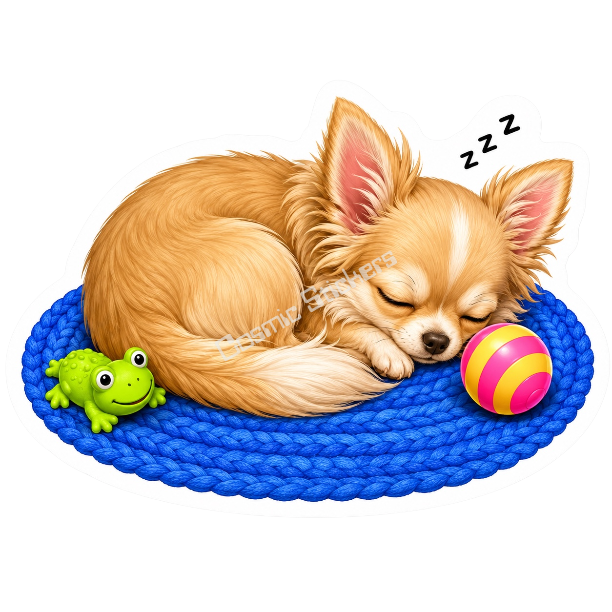 Paws & Dreams - Long-Haired Chihuahua premium die-cut vinyl sticker by Cosmic Stickers
