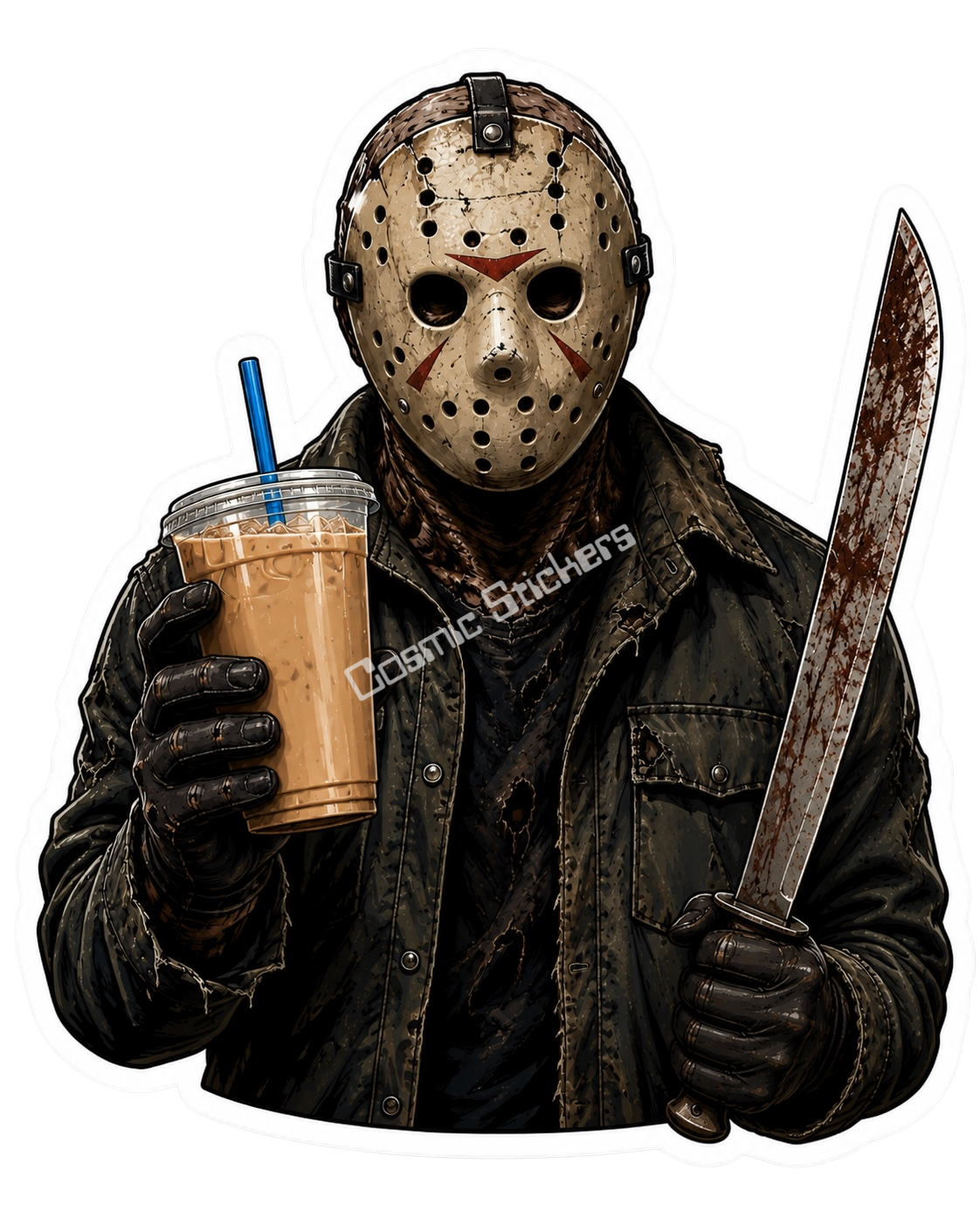 Caffeinated Nightmares - Jason premium die-cut vinyl sticker by Cosmic Stickers