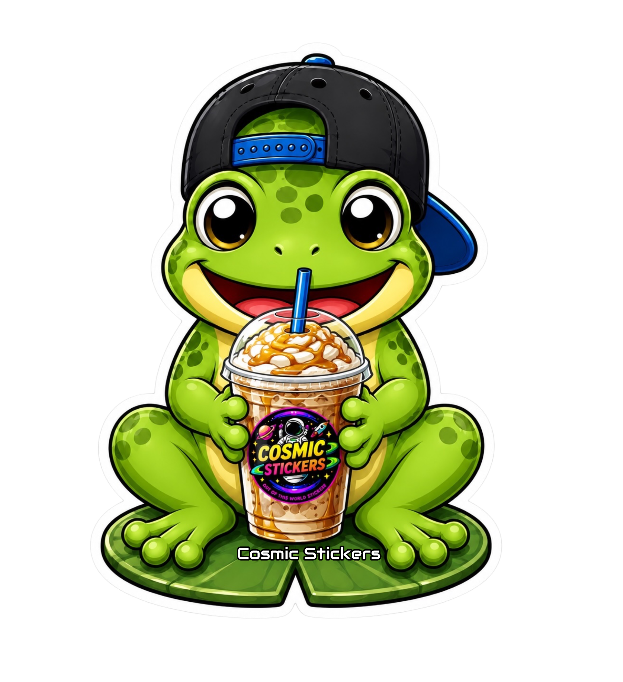 Cosmic Stickers • Cosmic Coffee Frogs • Street Hopper premium die-cut vinyl sticker by Cosmic Stickers