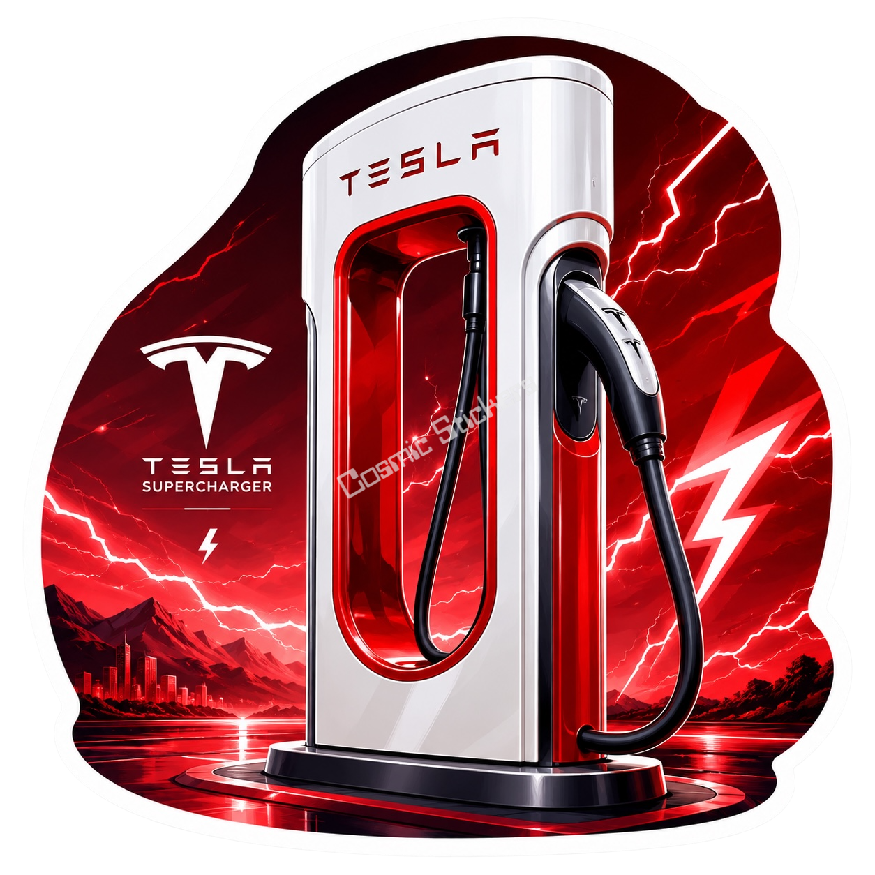 Tesla Sticker - Supercharger w/ Logo