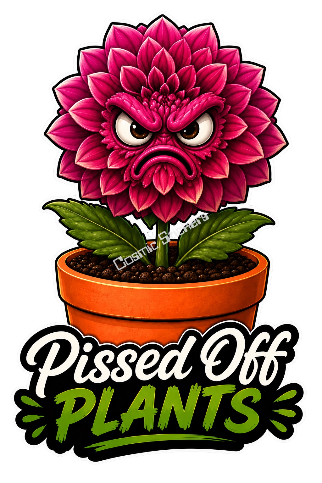 Pissed Off Plants – Pot of Problems Vinyl Sticker