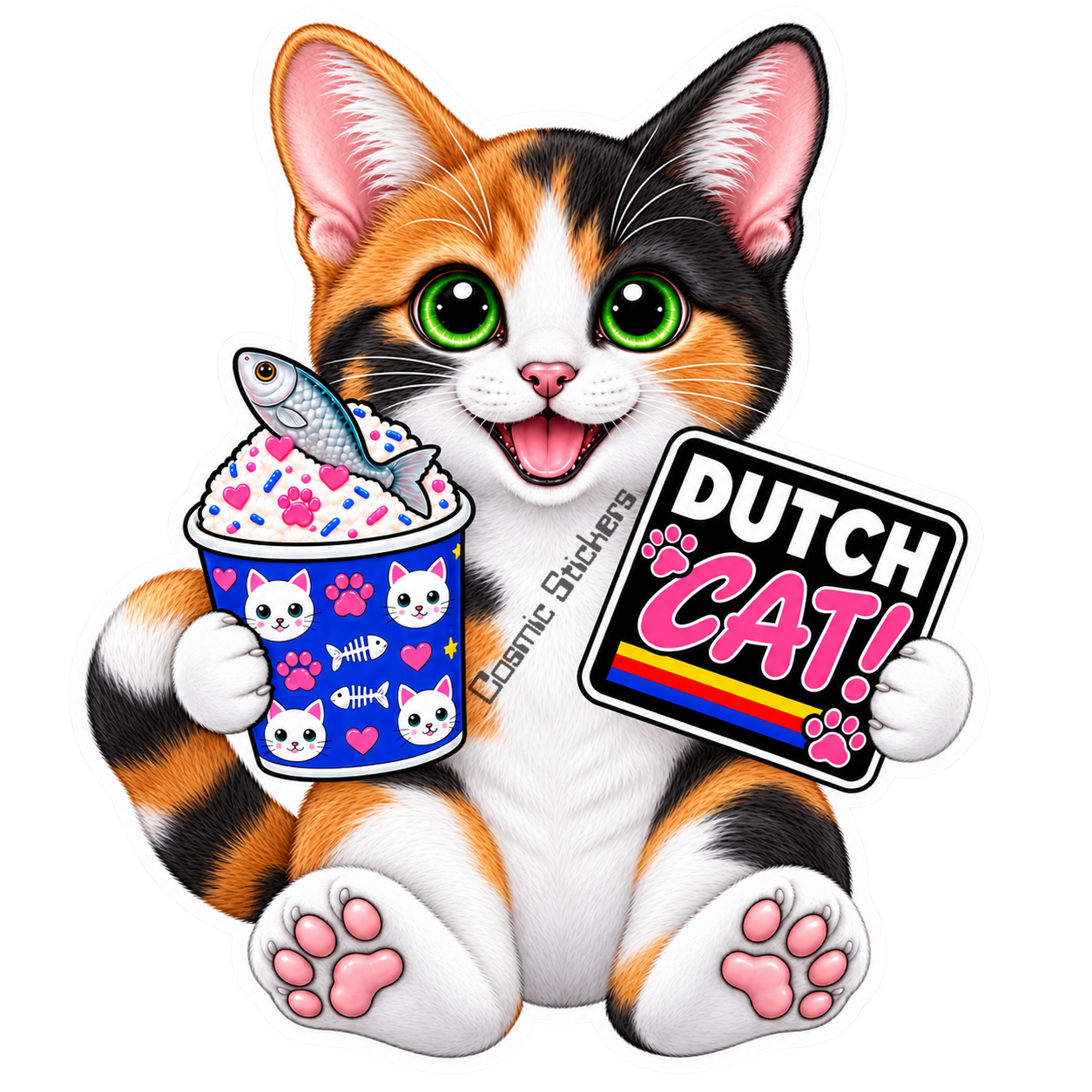 Fan-Made Dutch Cat - Calico Cat Vinyl Sticker