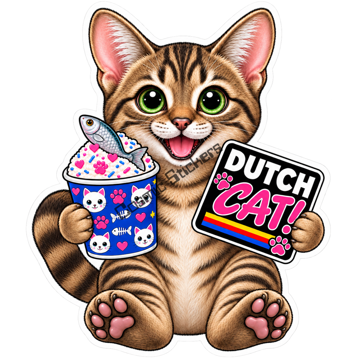 Fan-Made Dutch Cat - Brown Tabby Vinyl Sticker