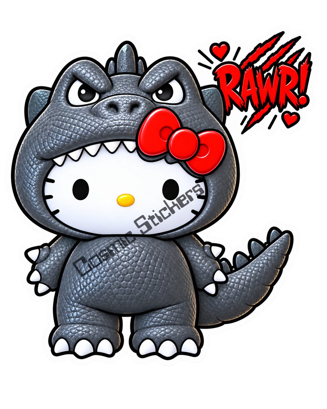 Fan-Made Hello Kitty Kaiju “RAWR!” Sticker