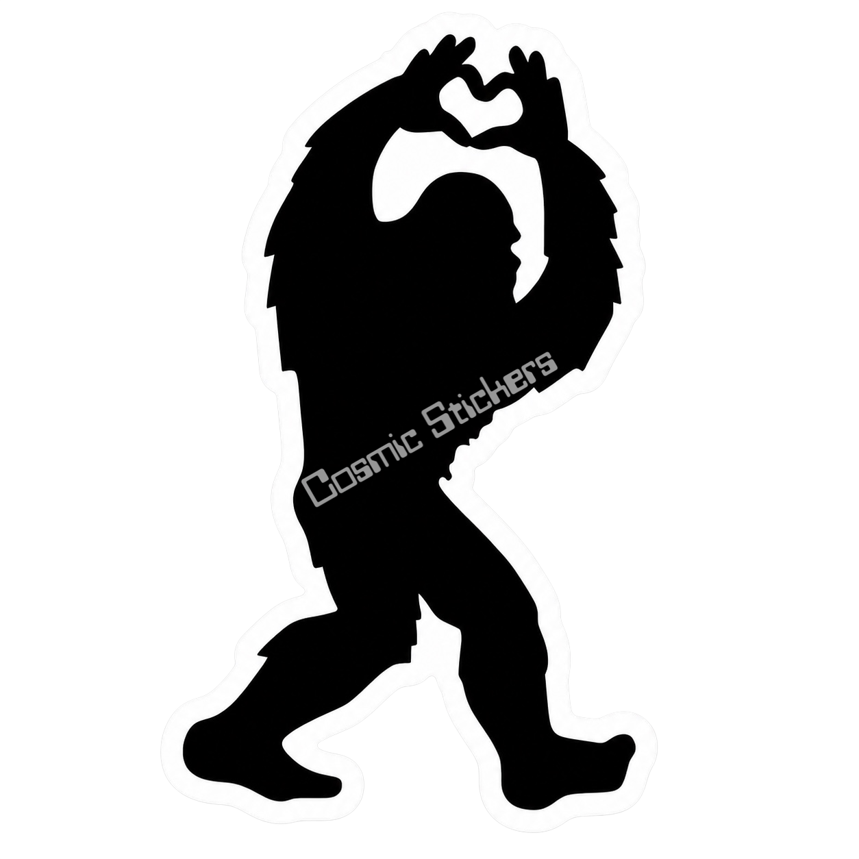 Bigfoot Stickers - Heart Hands Silhouette