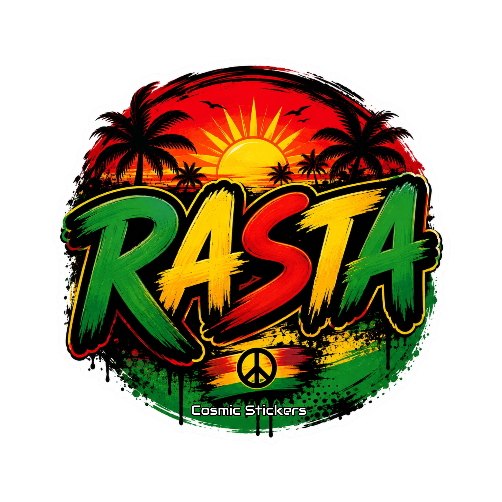 Cosmic 420 •Rasta• premium die-cut vinyl sticker by Cosmic Stickers