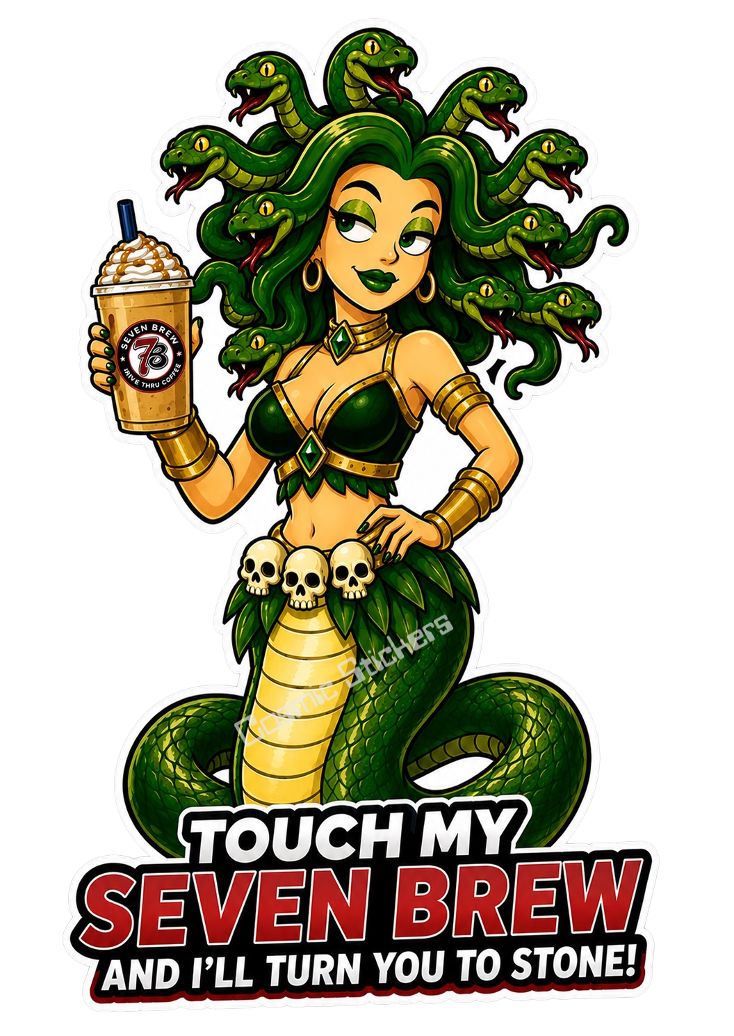 Fan-Made 7 Brew - Medusa with Iced Coffee Vinyl Sticker