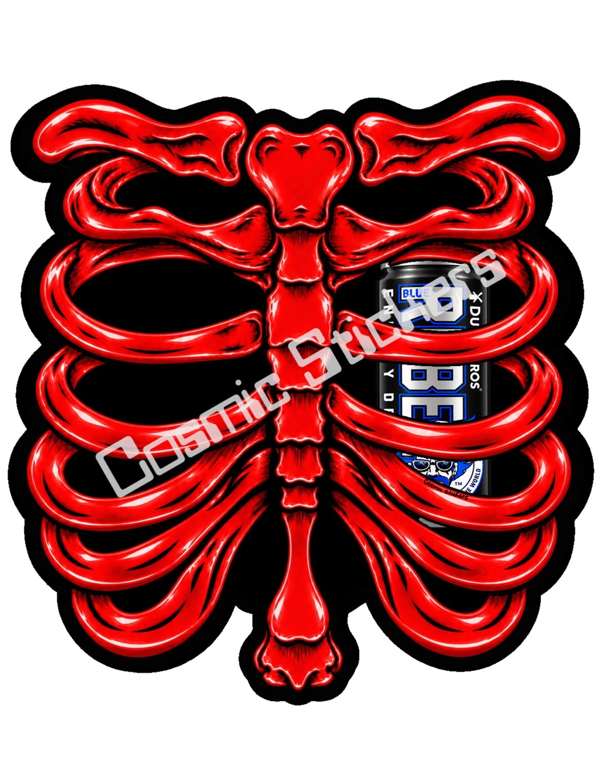 Fan Made Dutch Bros Red Skeleton - Black Rebel Can Sticker