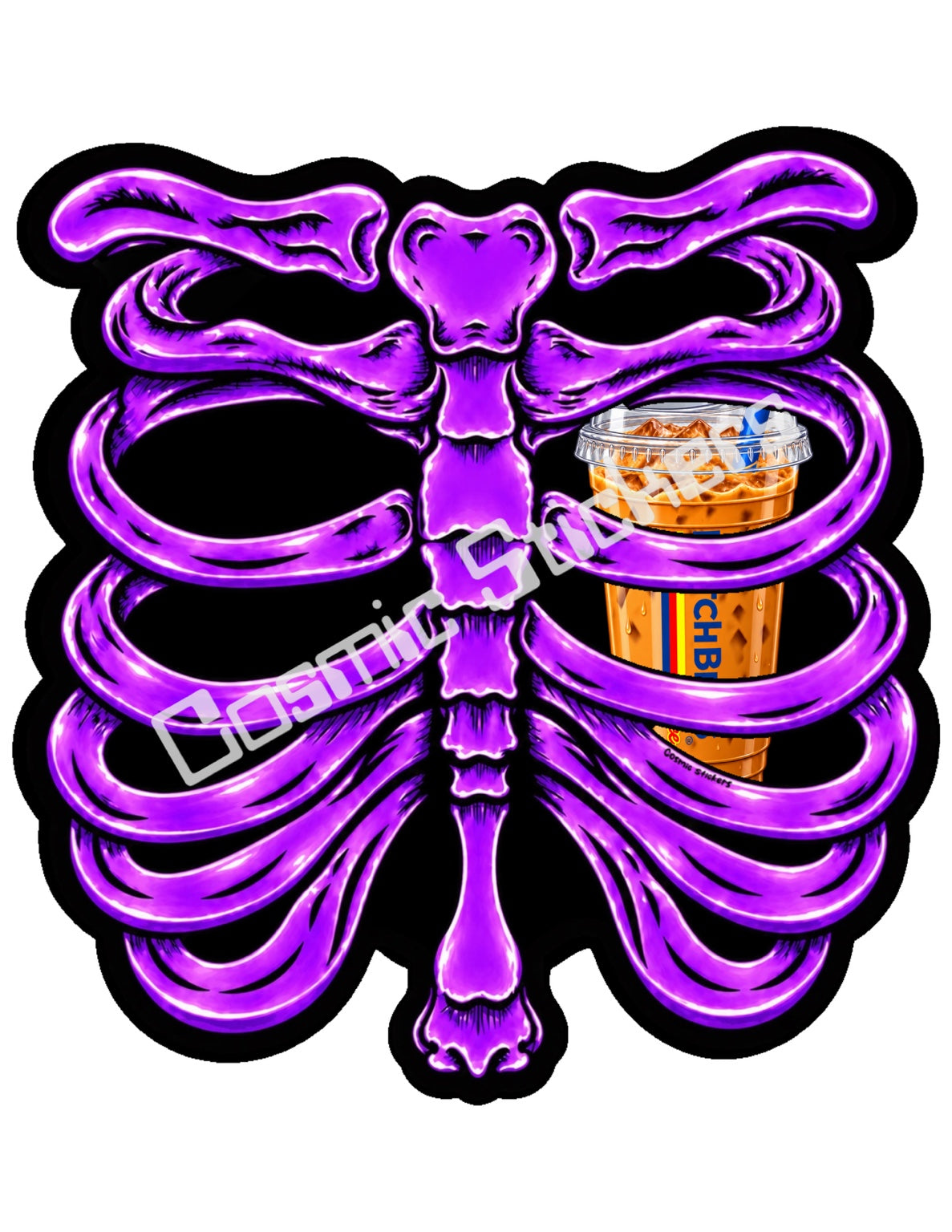 Fan Made Dutch Bros Purple Skeleton - Iced Coffee Sticker