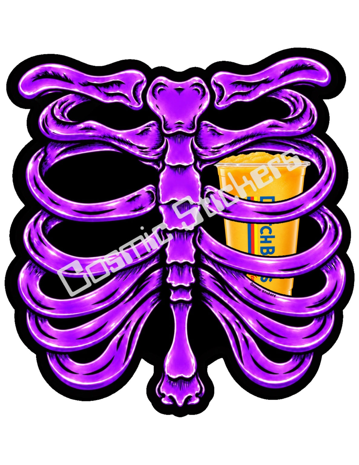 Fan Made Dutch Bros Purple Skeleton - Orange Blended Drink Sticker