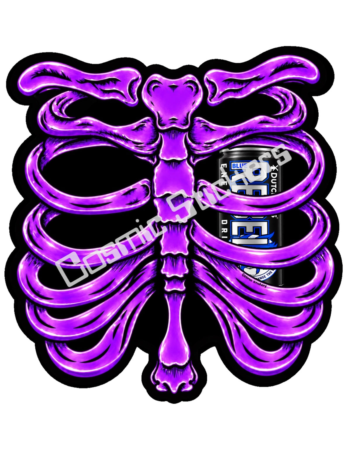 Fan Made Dutch Bros Purple Skeleton - Black Rebel Can Sticker