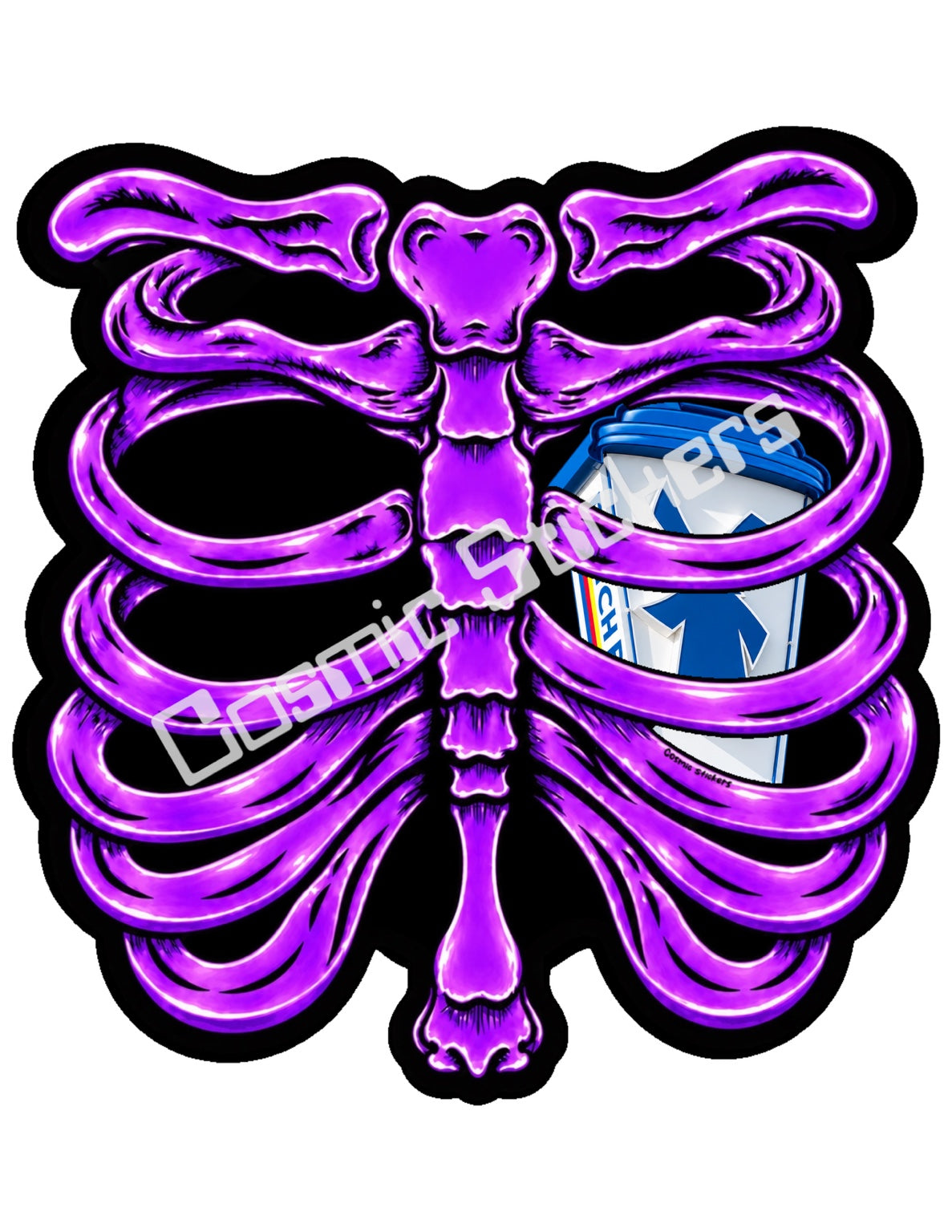 Fan Made Dutch Bros Purple Skeleton - Windmill Hot Cup Sticker