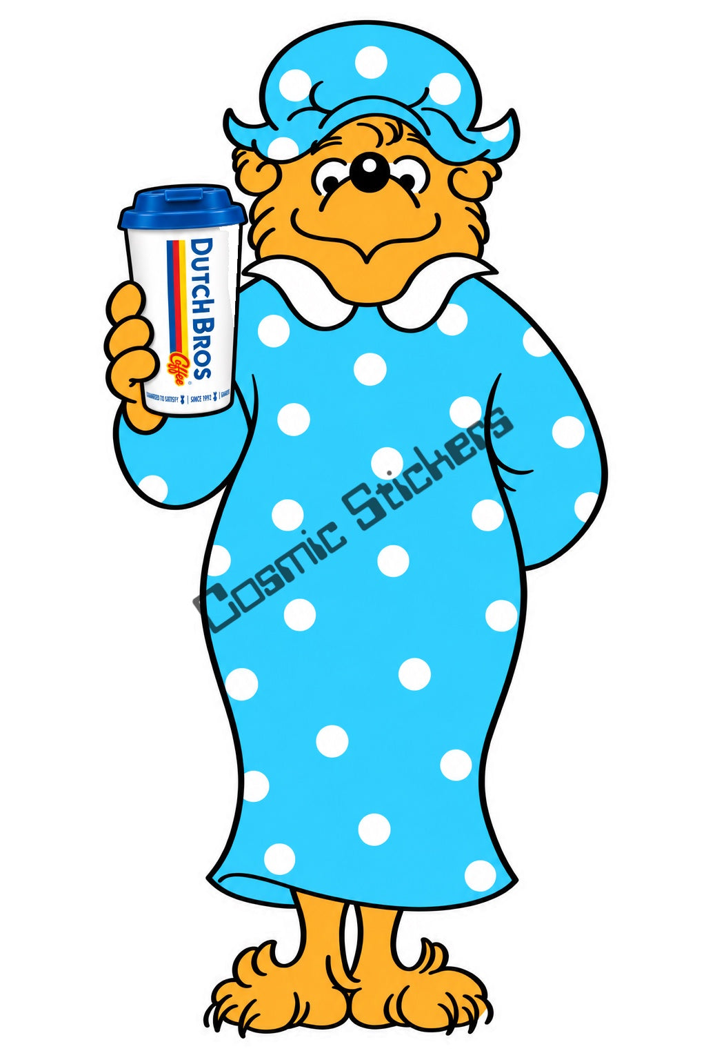 Fan-made Berenstain Bears Mama Bear holding a Dutch Bros hot coffee