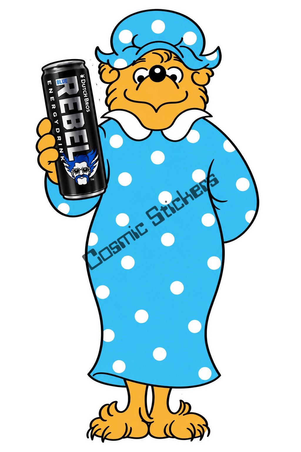 Fan-made Berenstain Bears Mama Bear holding a regular Dutch Bros Rebel can