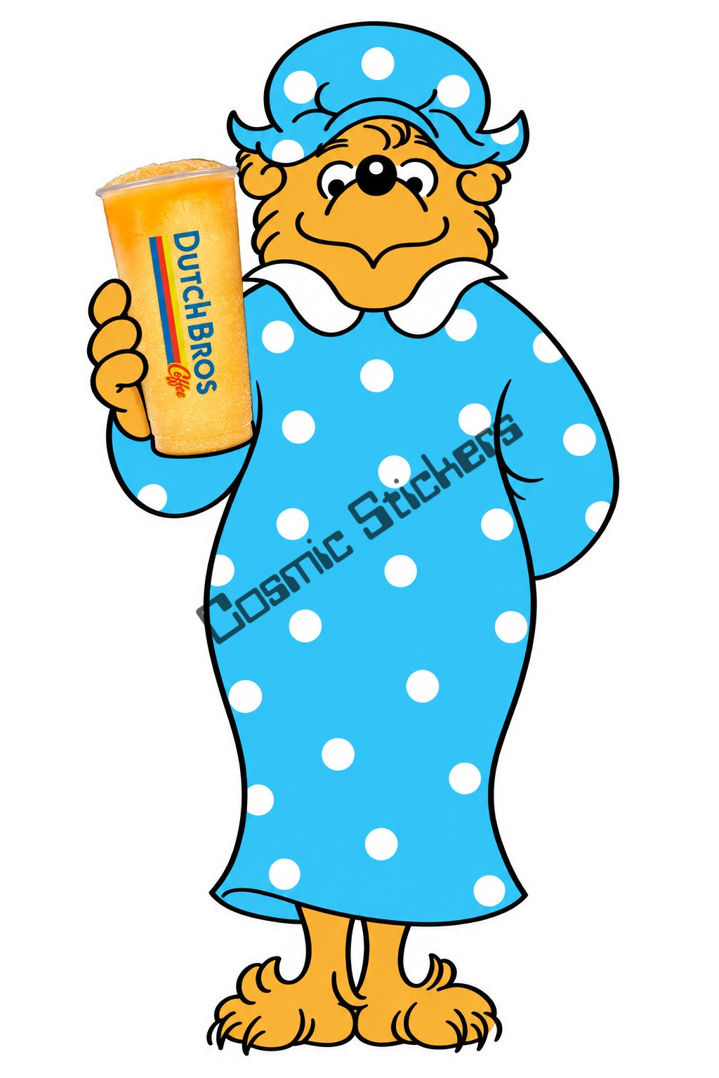 Fan-made Berenstain Bears Mama Bear holding a yellow blended Dutch Bros drink