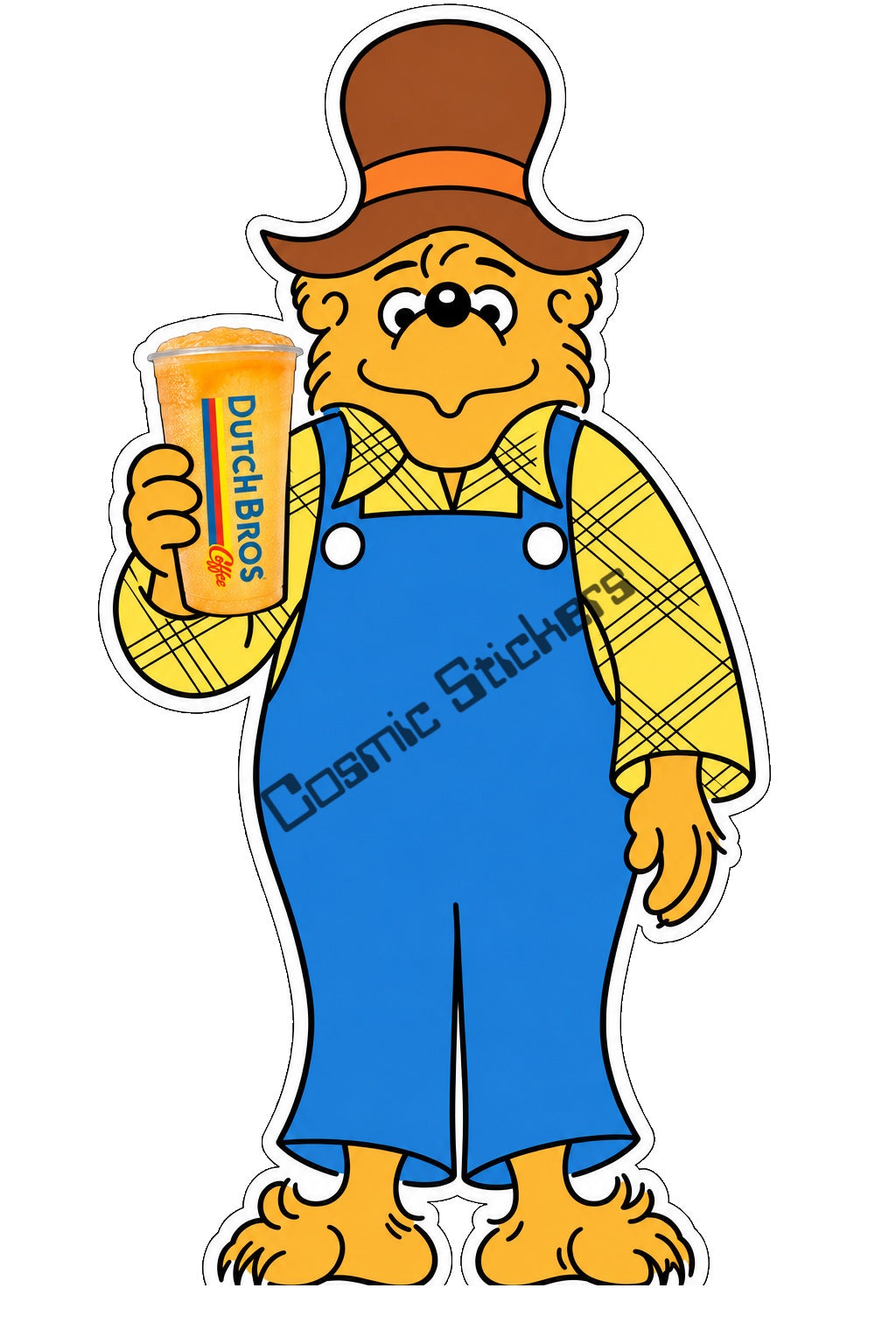 Fan-made Berenstain Bears Papa Bear holding a yellow blended Dutch Bros drink