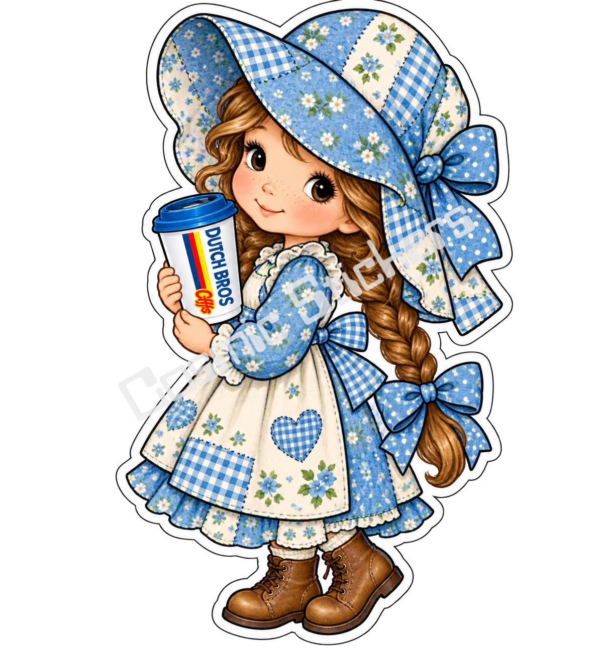 Fan-made Holly Hobbie hot coffee vinyl sticker by Cosmic Stickers