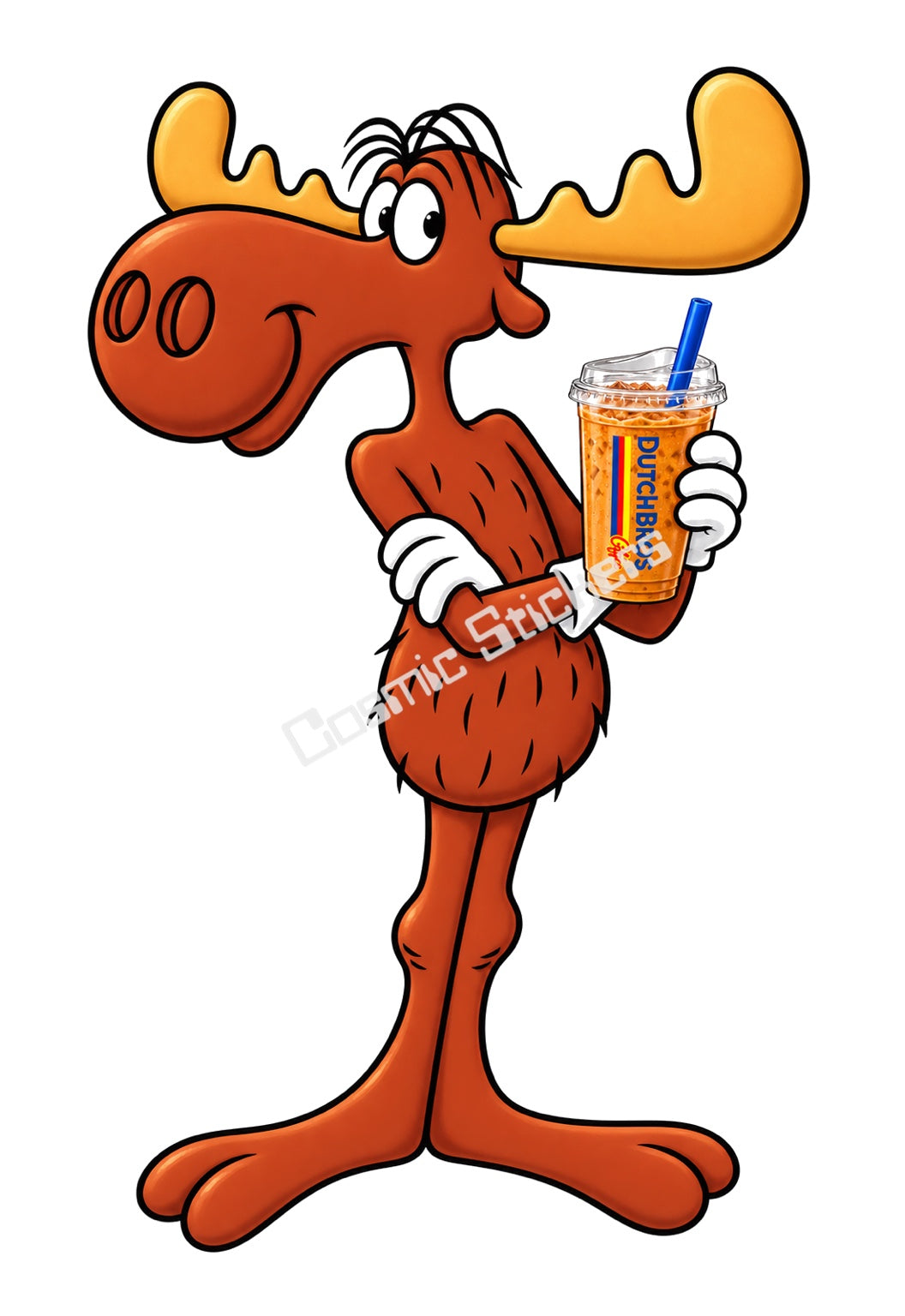 Fan-Made Bullwinkle Moose Dutch Bros Iced Coffee Sticker