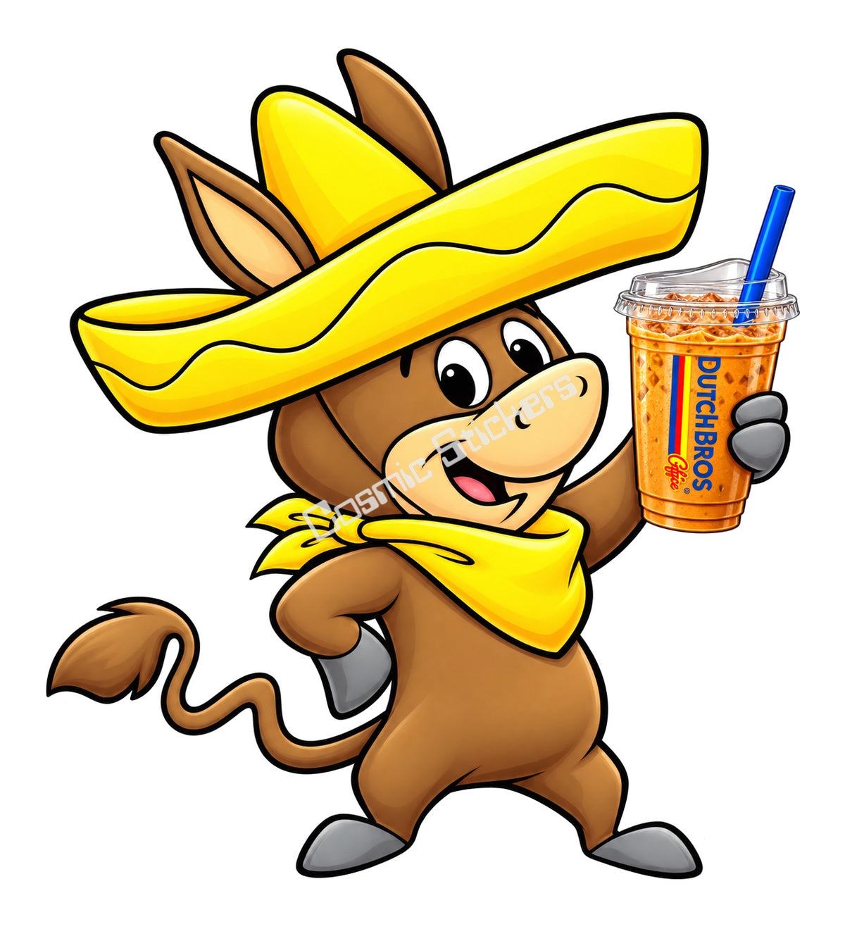 Fan-Made Sombrero Donkey Dutch Bros Iced Coffee Sticker