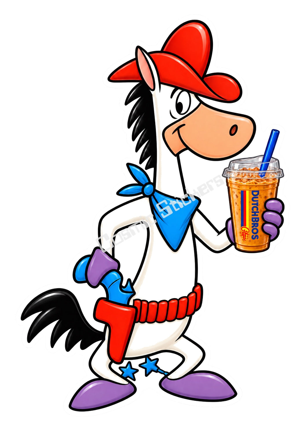 Fan-Made Quick Draw McGraw Dutch Bros Iced Coffee Sticker